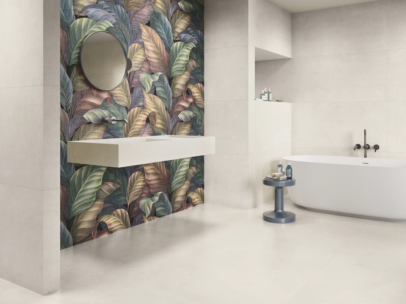 אריח דמוי בטון מוחלק אפור טבעי 60/120 חיפוי מודרני