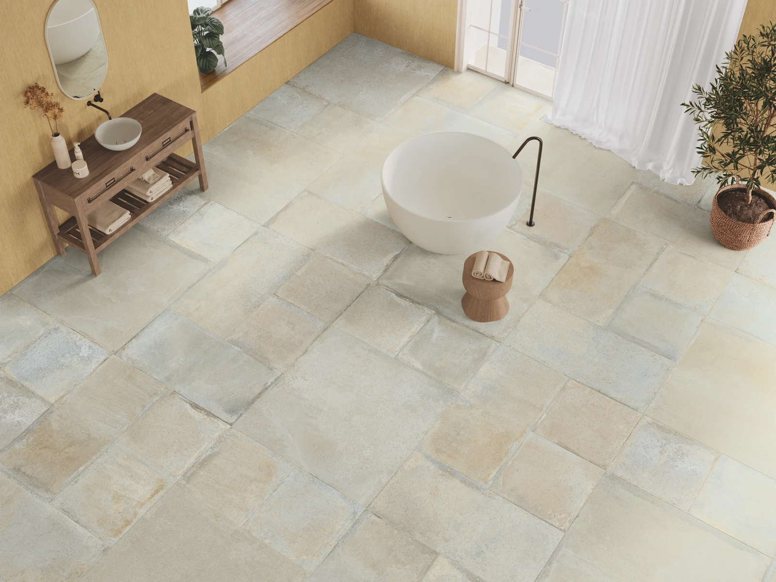 ריצוף קוטו בז' חול 120/120 למרפסת אנטי סליפ יוקרתי