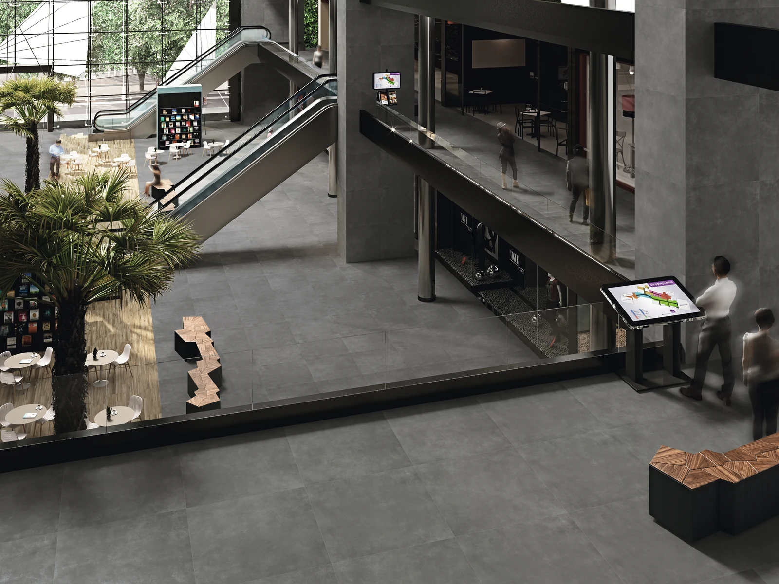 פורצלן דמוי בטון שחור פחם 60/120 נגד החלקה לחצר