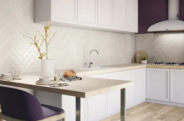 אריח מלבני דגם אקוורלה לבן 7.5×30 ס"מ