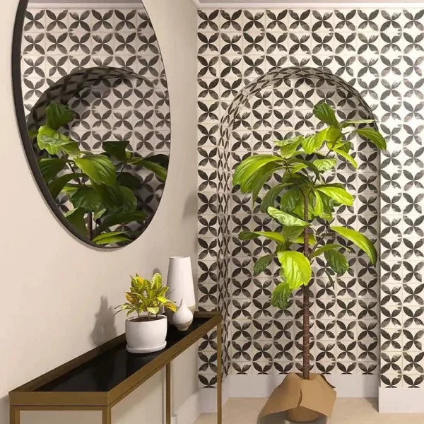 אריח פורצלן מצויר דגם ויליג' דרוקה שחור 15×15