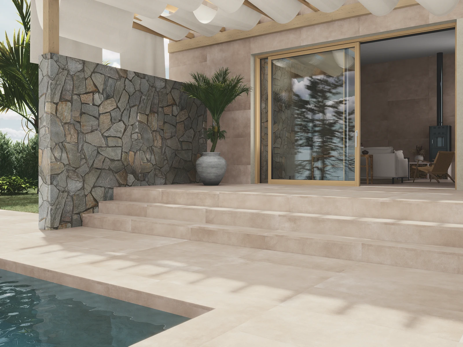 ריצוף בטון אפור חום מונע החלקה 90/90 אריחי חוץ עמידים