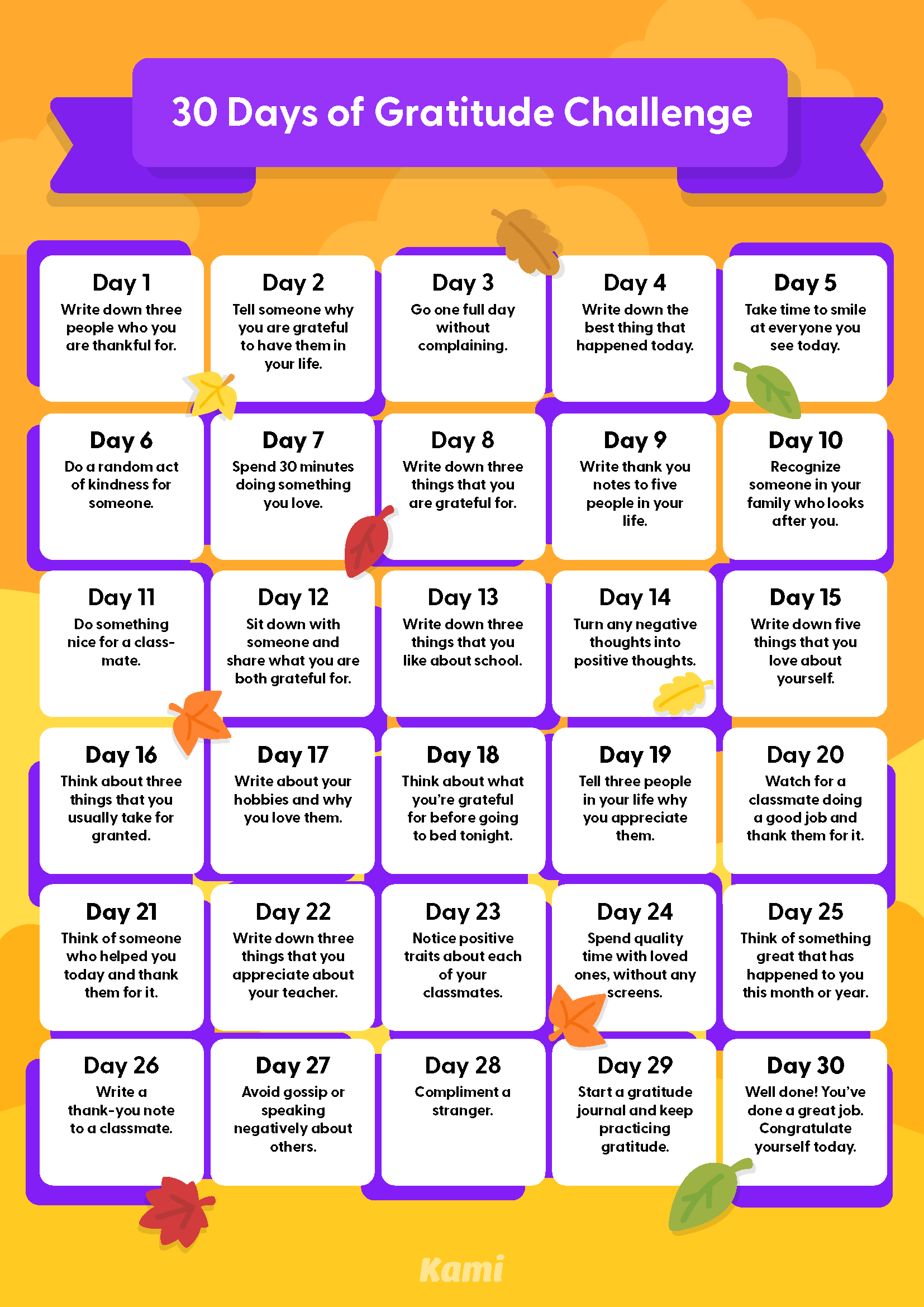 30 Day Gratitude Challenge for Teachers Perfect for grades 2nd, 3rd