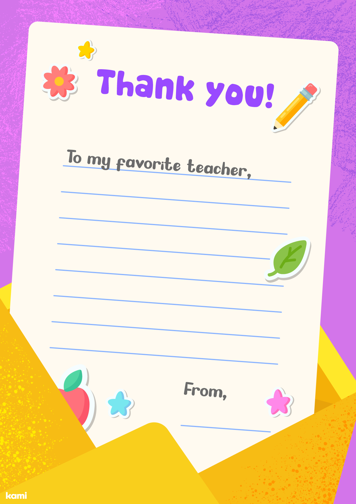Letter to My Teacher Template for Teachers Perfect for grades 1st