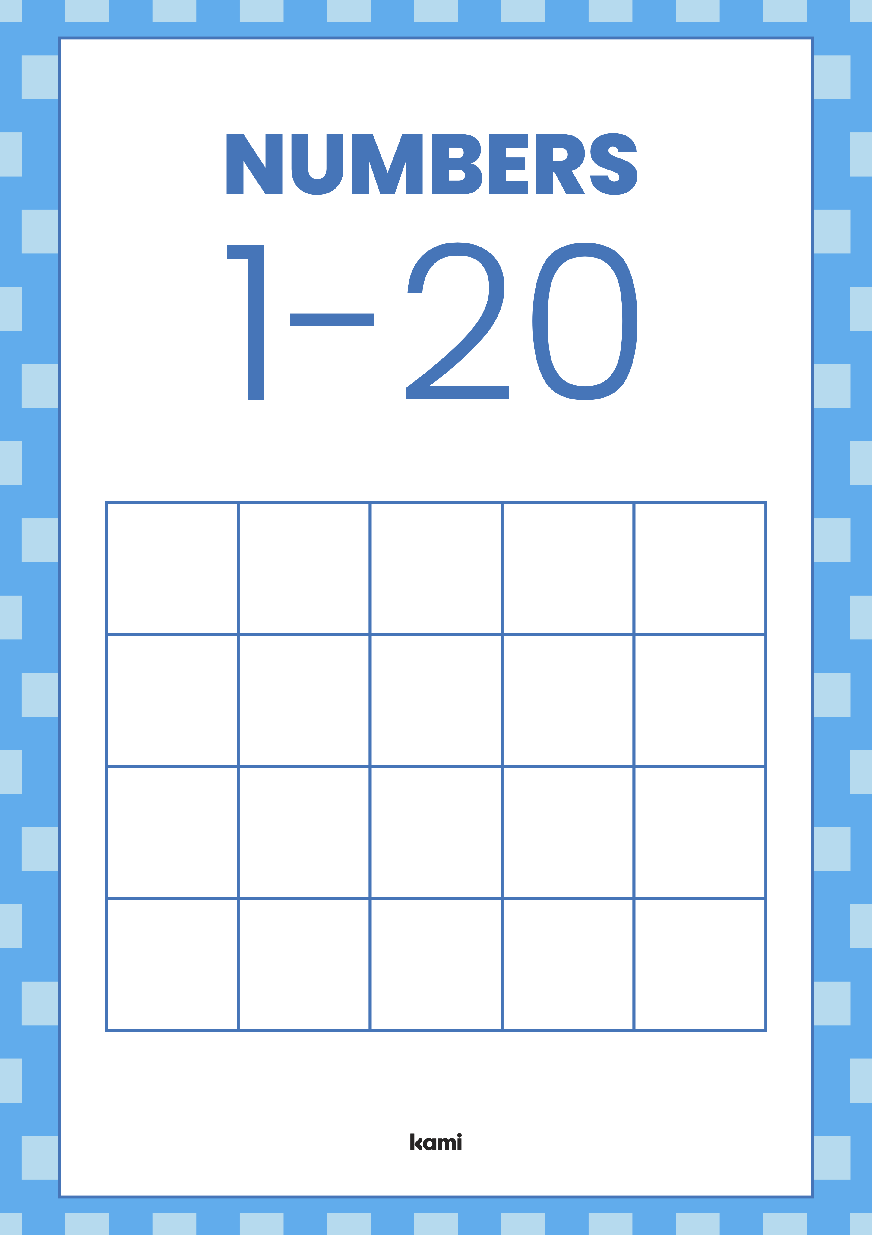 blank number chart for kindergarten