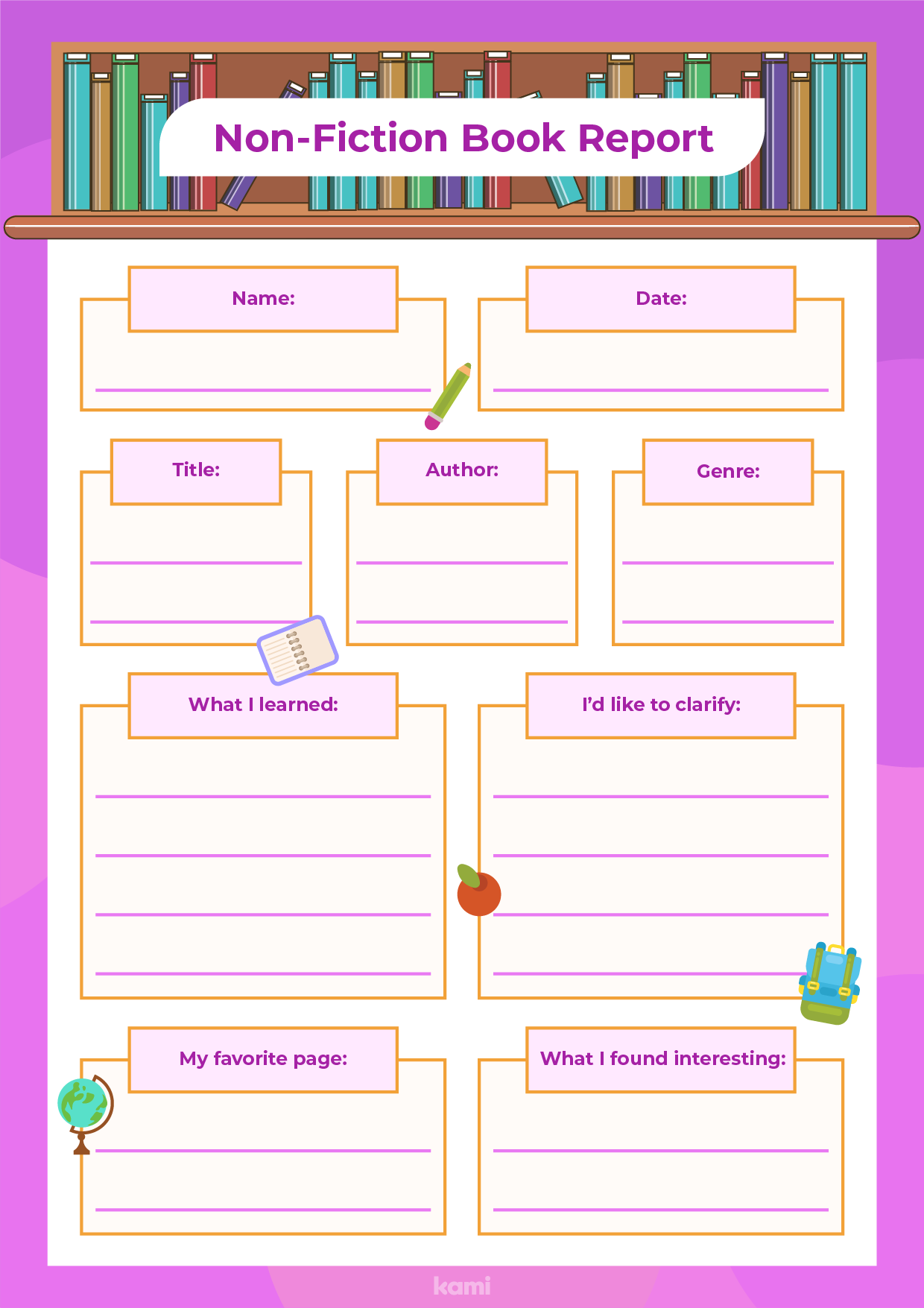 Non Fiction Book Report Template For Teachers Perfect For Grades 4th 