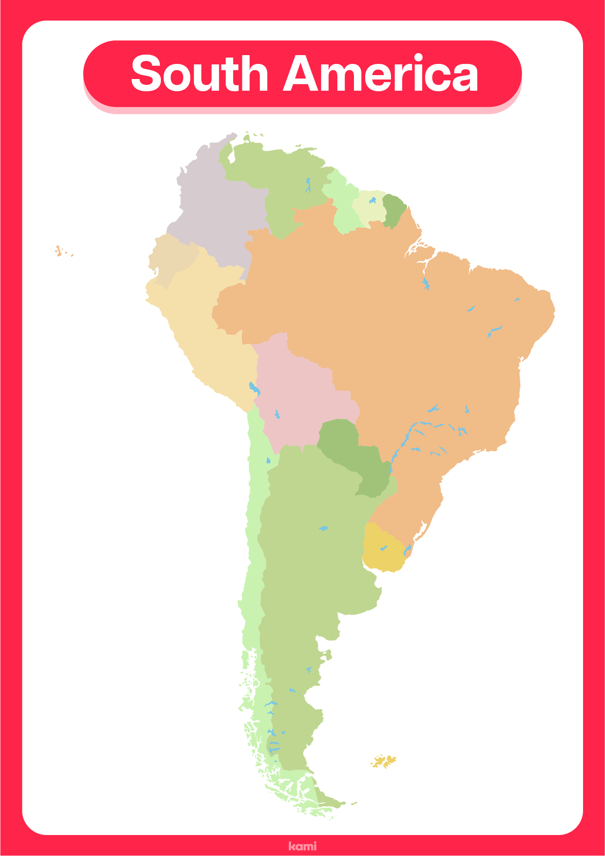 Blank South America Map for Teachers Perfect for grades 10th, 11th