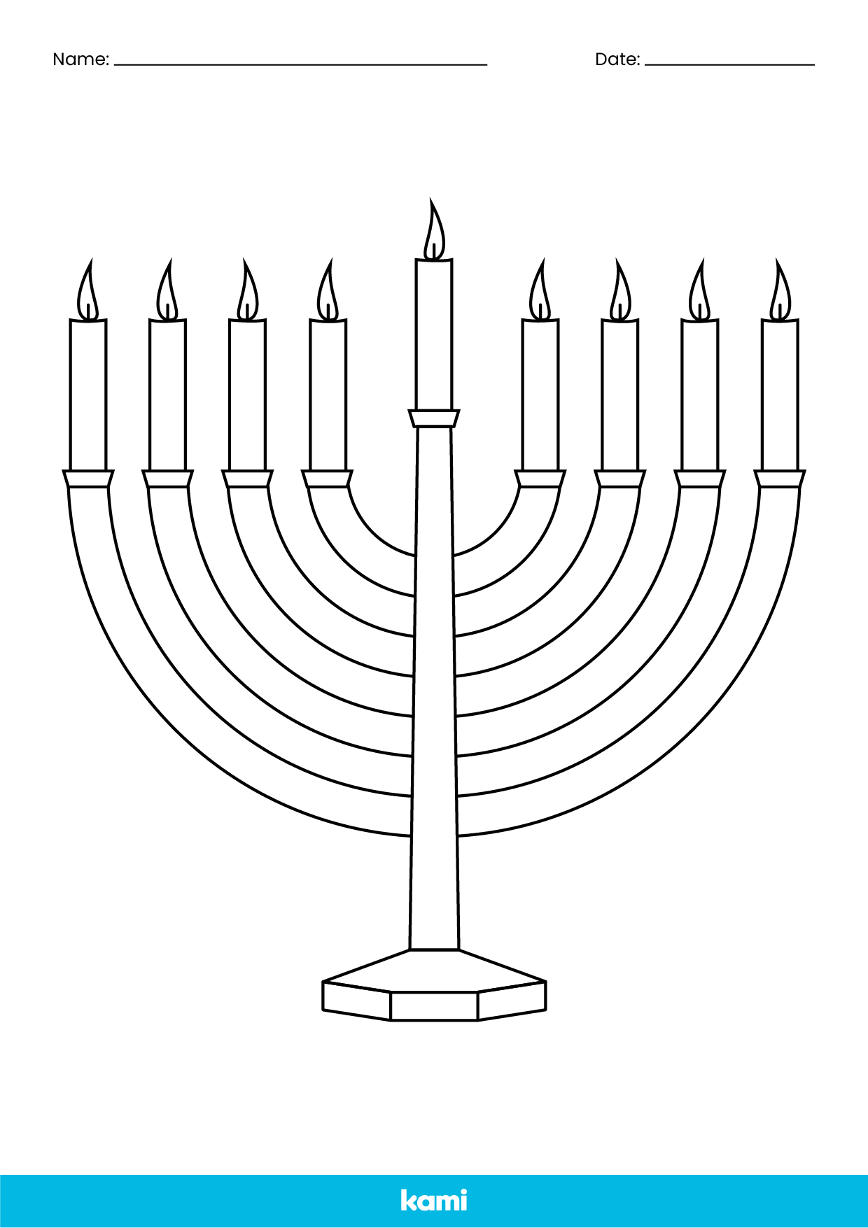 Hanukkah Menorah Coloring Sheet for Teachers | Perfect for grades 1st, 2nd, K, Pre K | Other Classroom Resources | Kami Library
