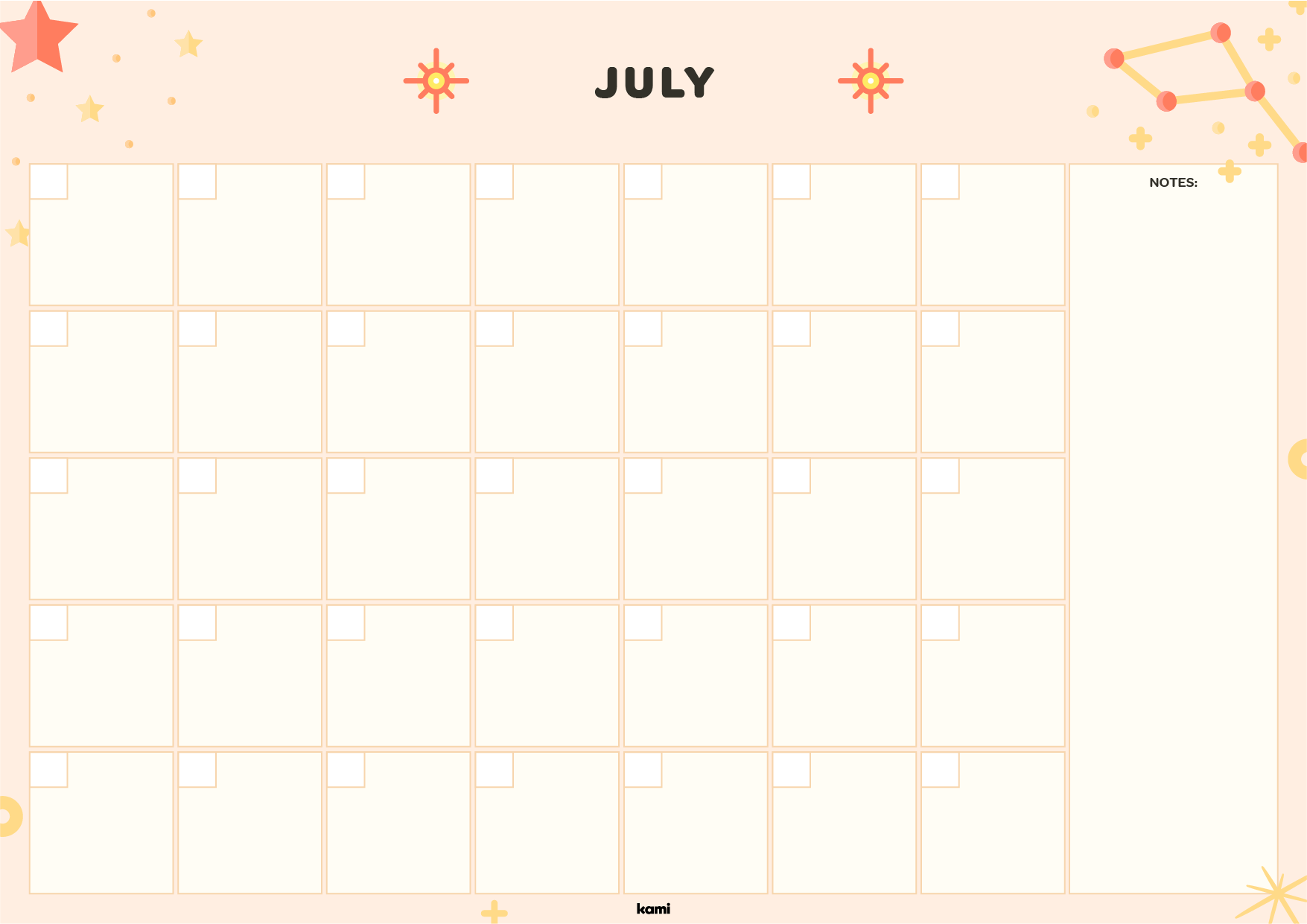 A calendar pack for back to school with a stars design.