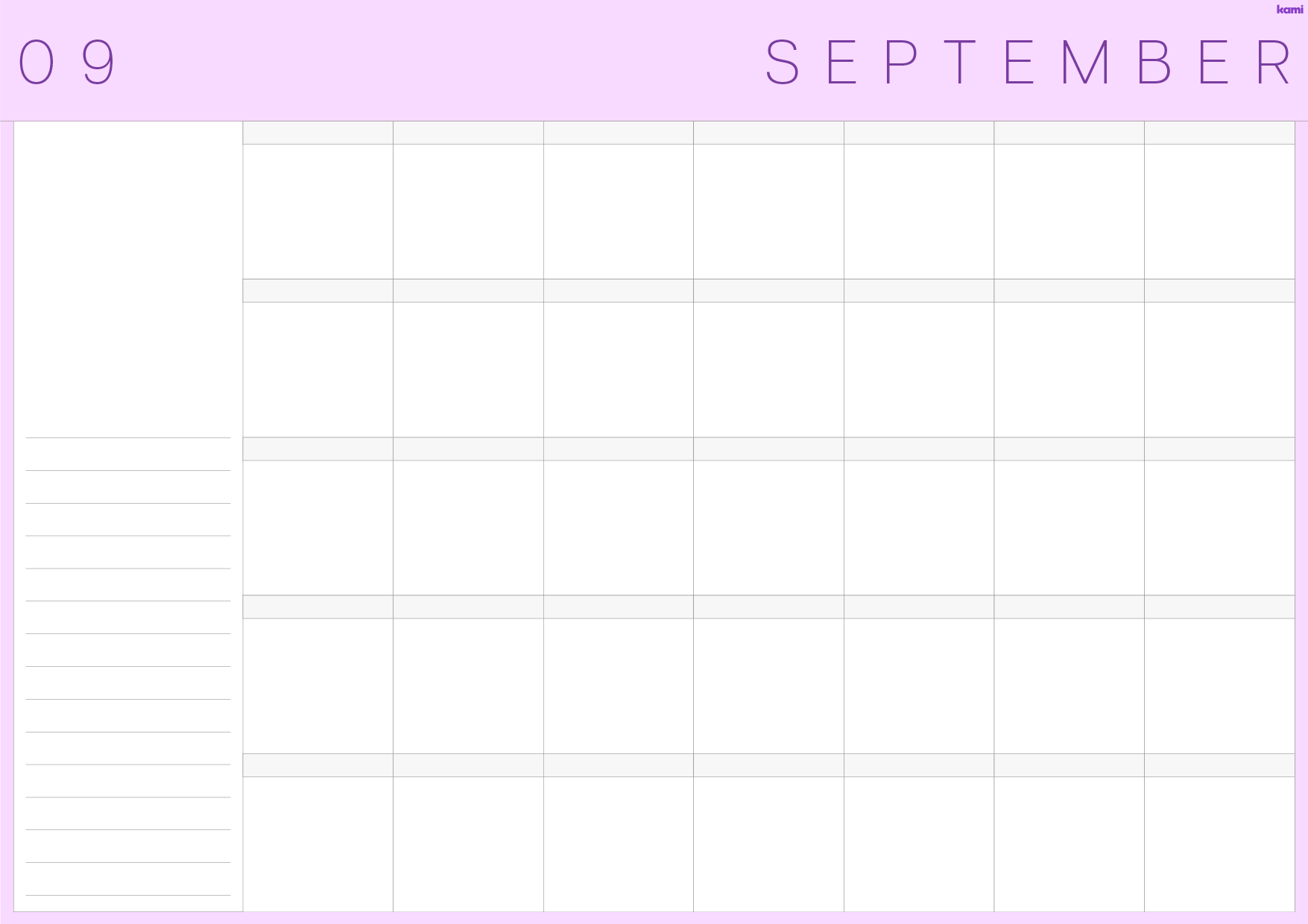 A calendar pack for back to school with a pastels design.