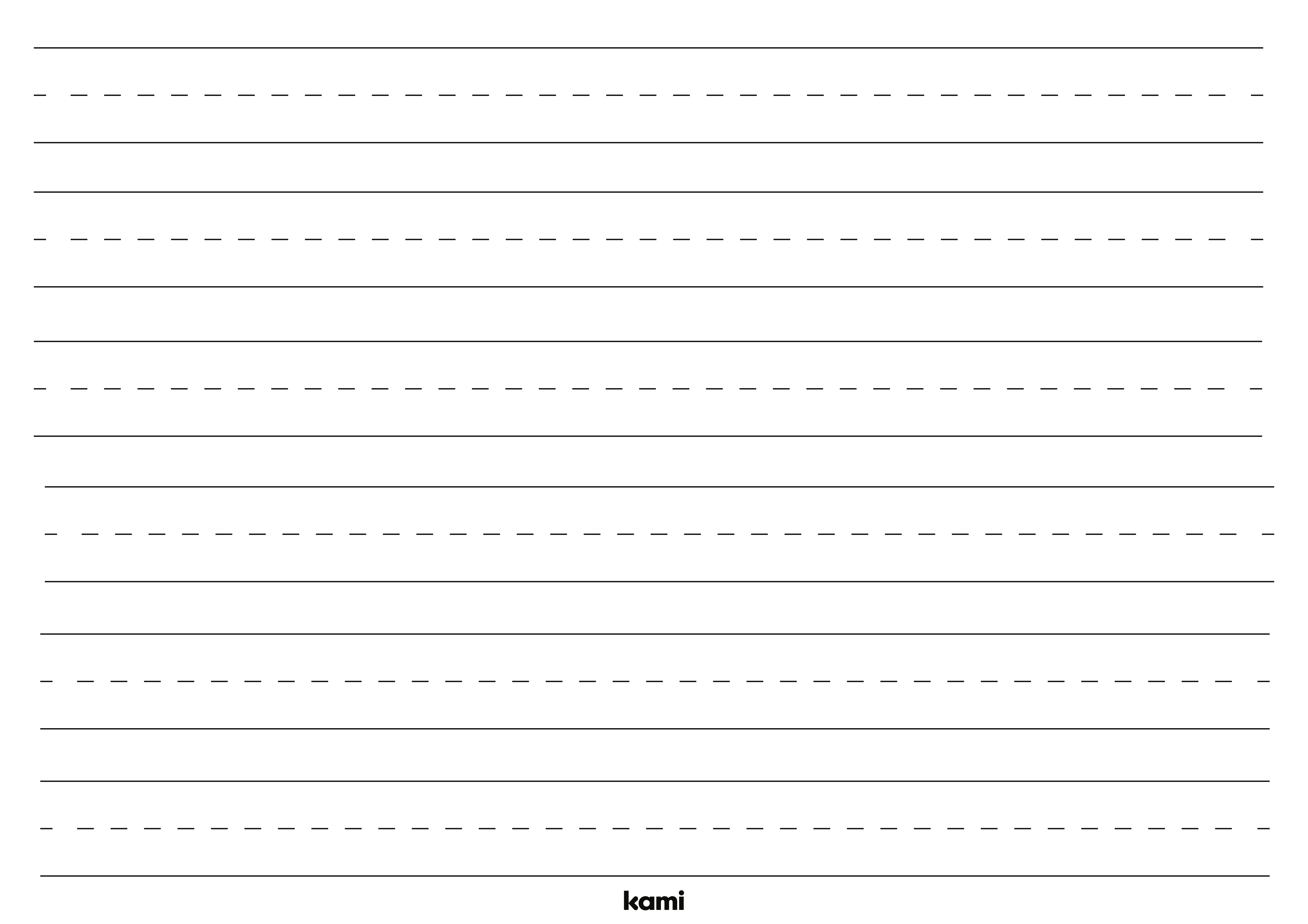 Handwriting Paper with Dotted Middle Line - Landscape