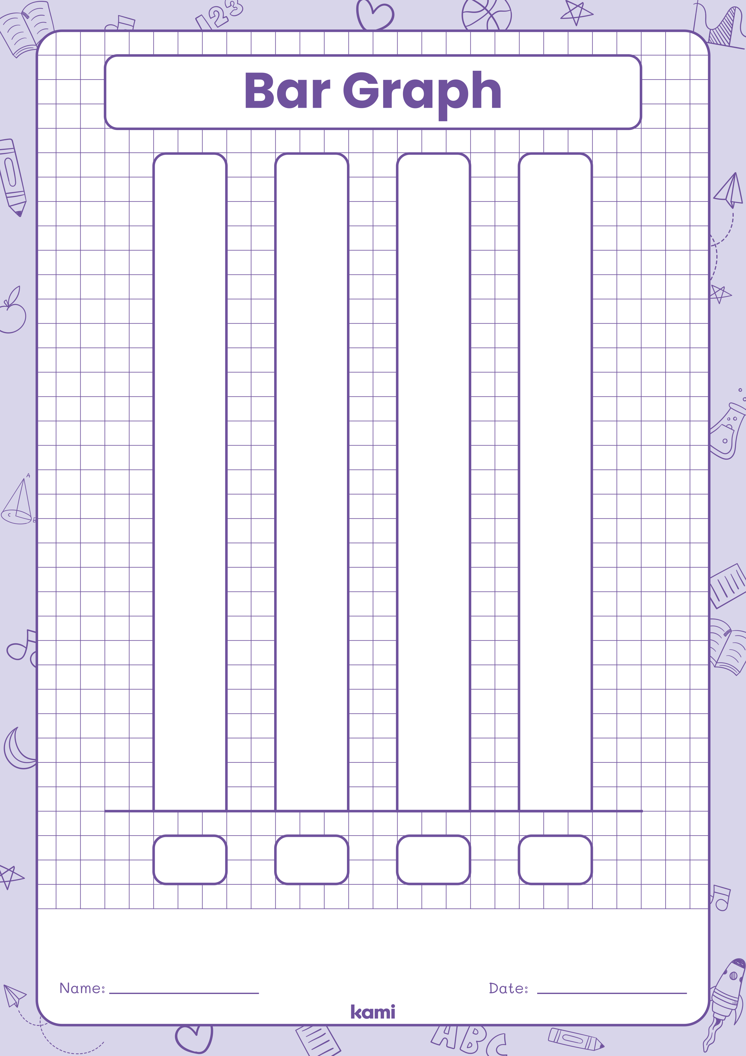 Blank Bar Graph Purple Border Portrait For Teachers Perfect For