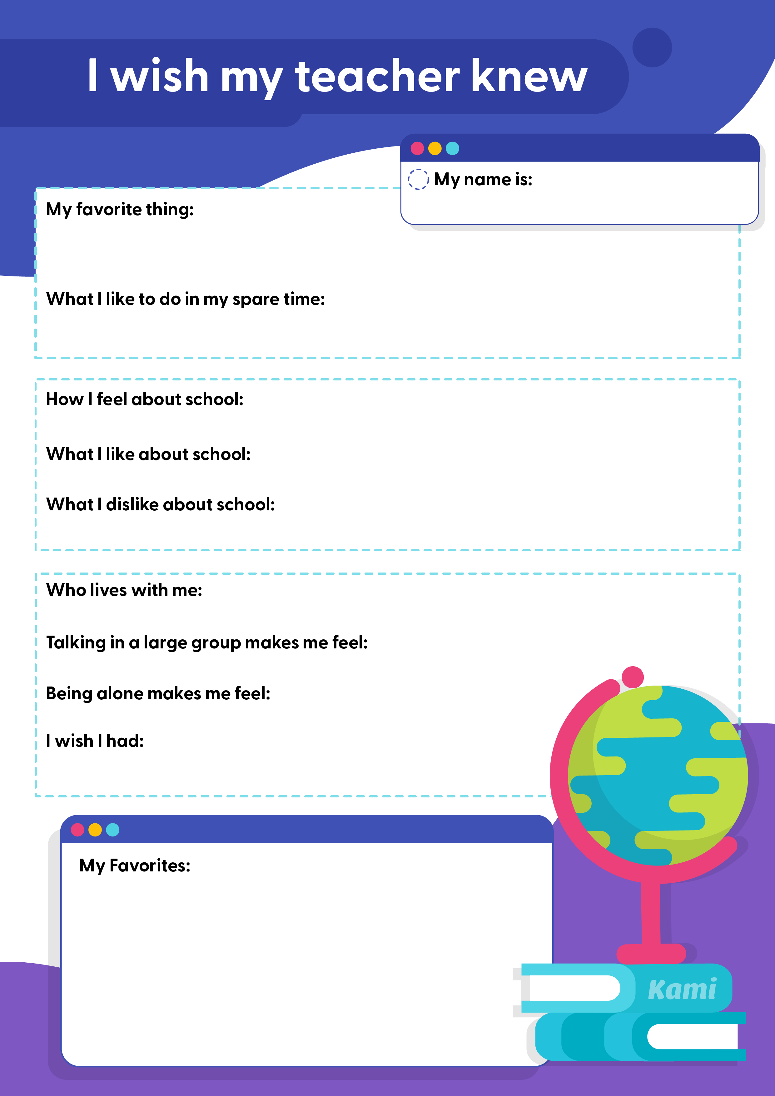 all about me template teacher