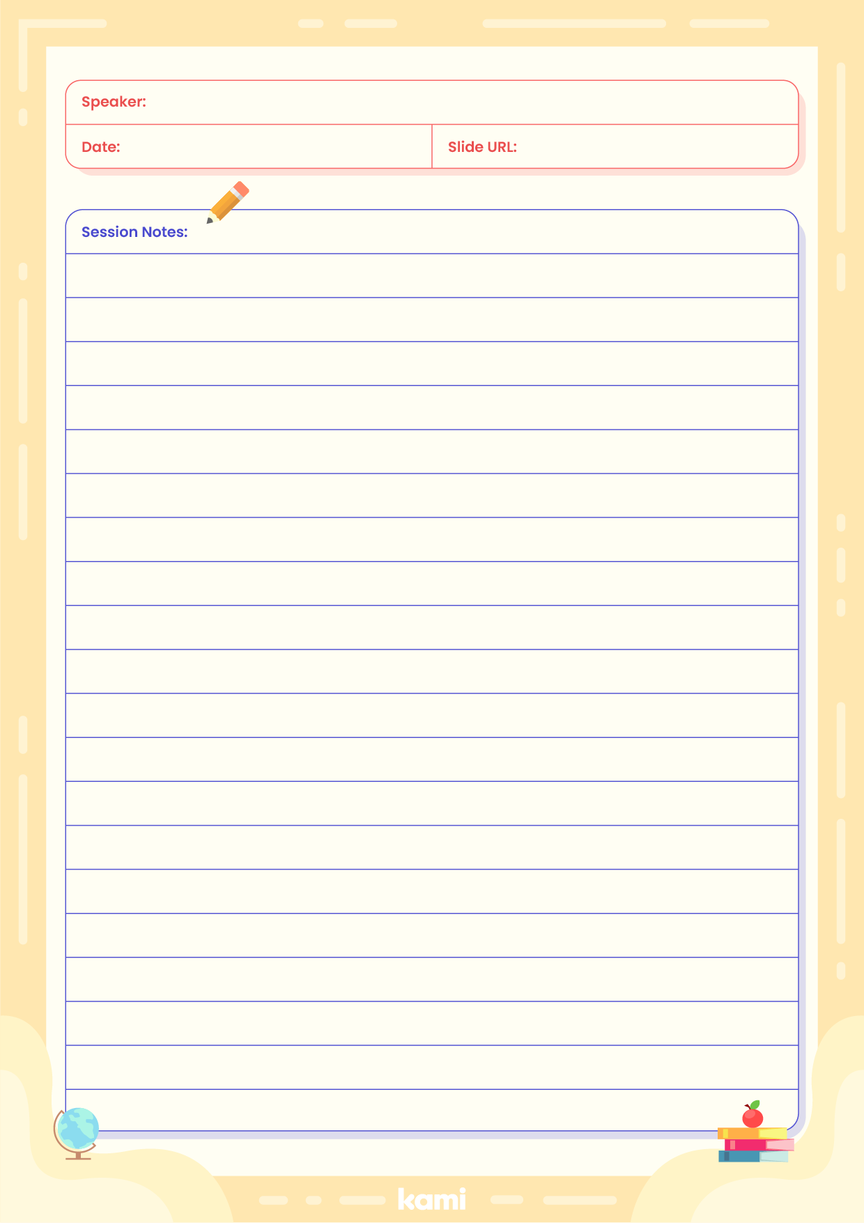 A conference notes for note taking with a colors design.