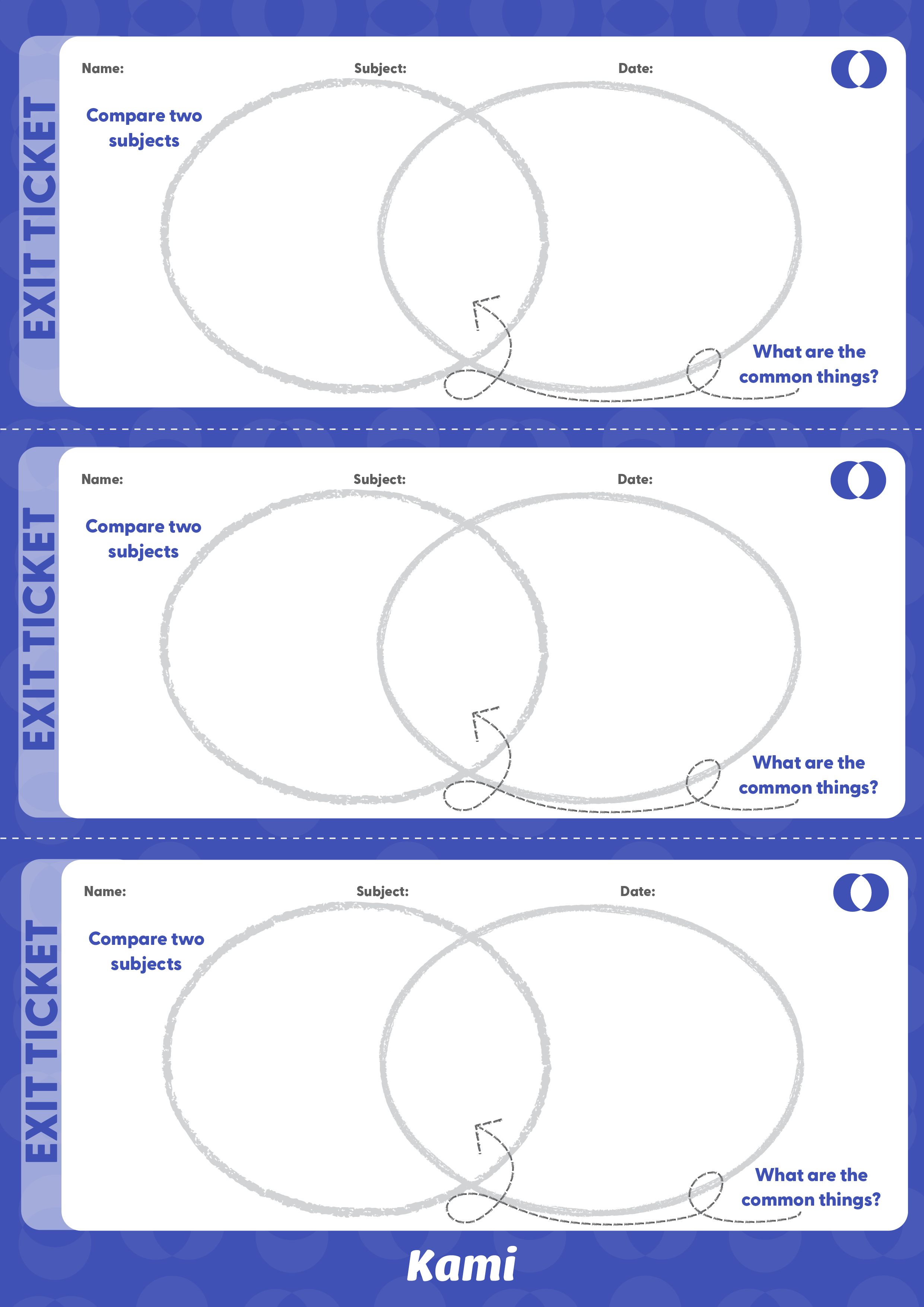 Exit Ticket Venn Diagram for Teachers Perfect for grades 10th, 11th