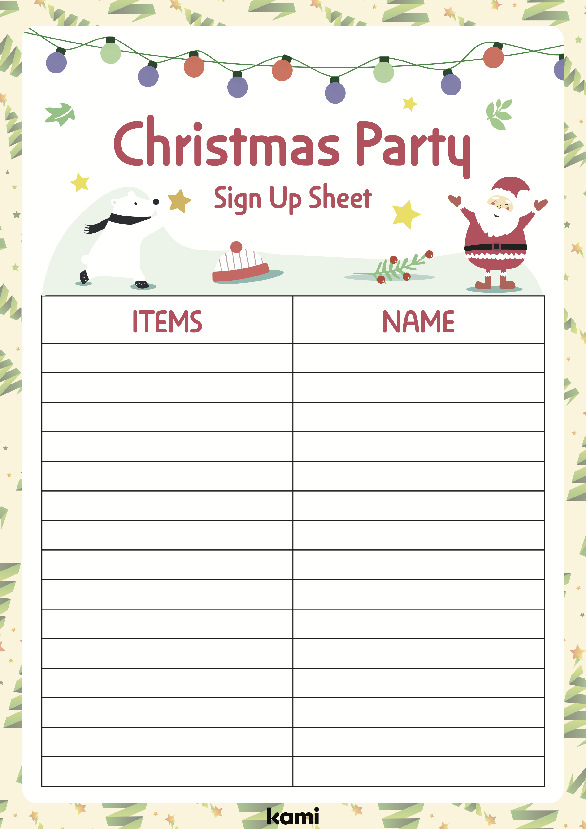 party sign up list