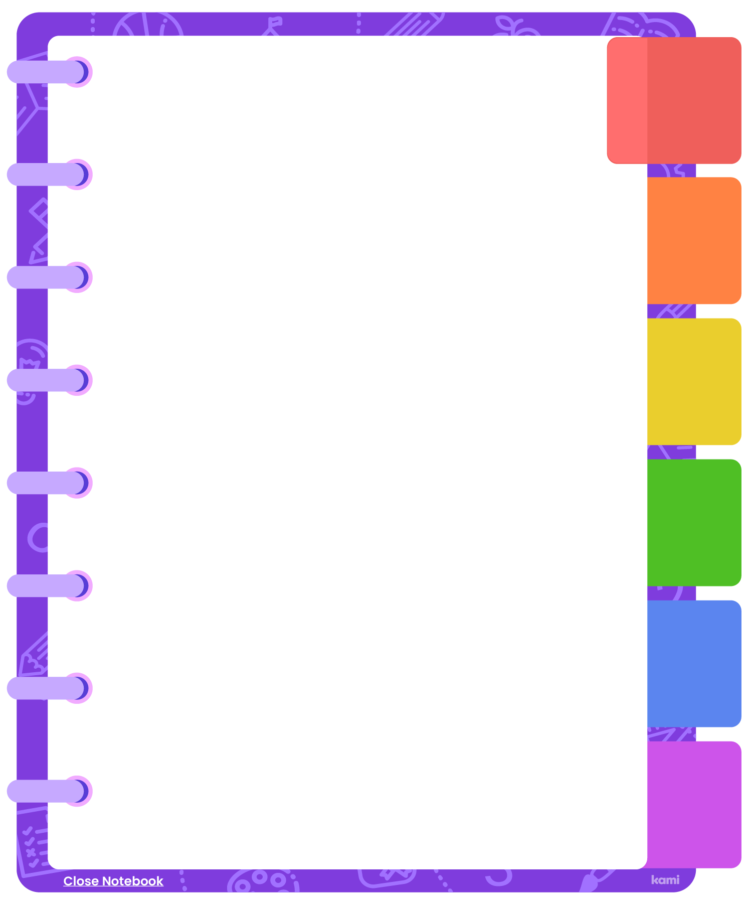 A digital noteboook for students with a linked tabs design.