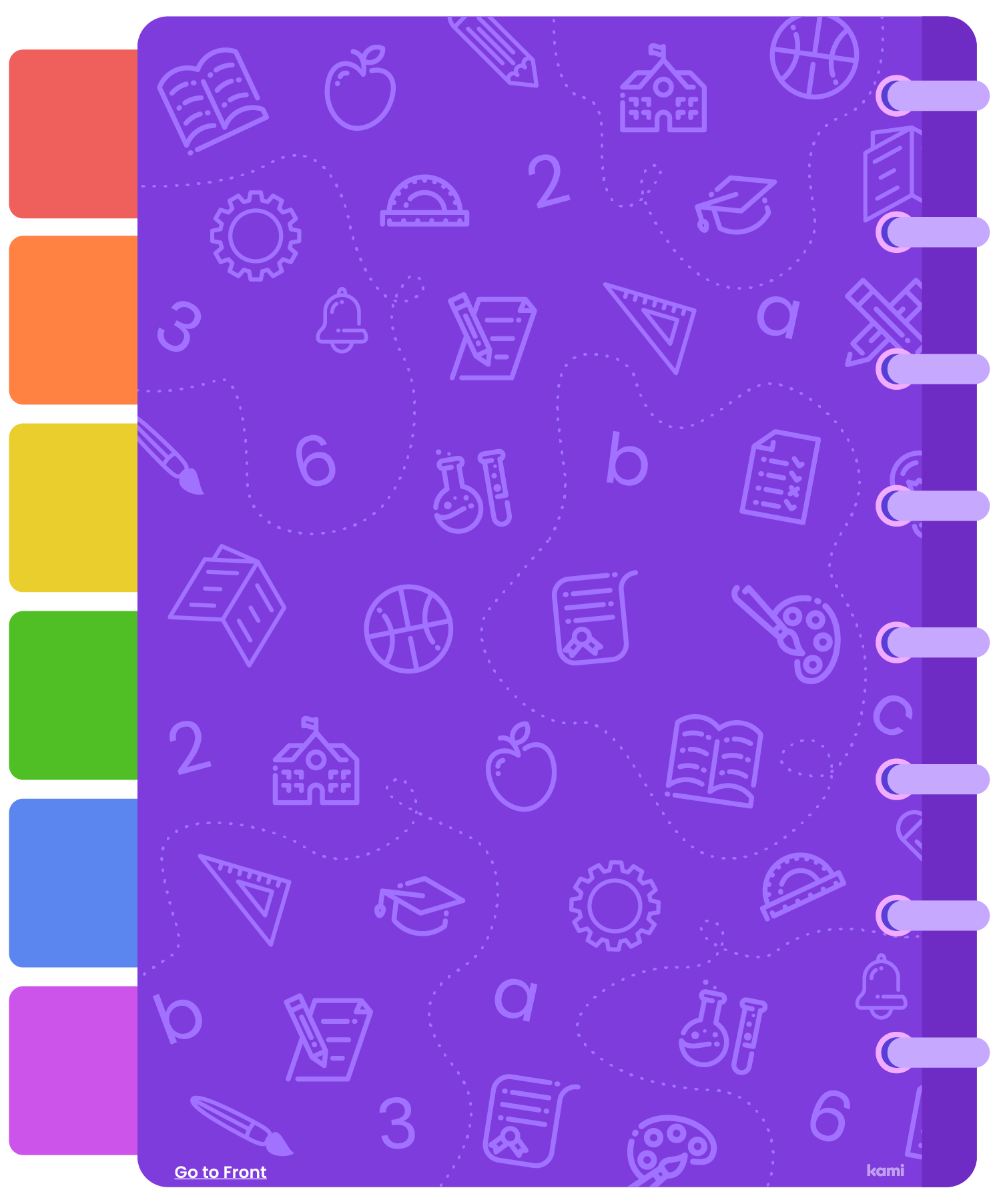 A digital notebook for students with a linked tabs design.