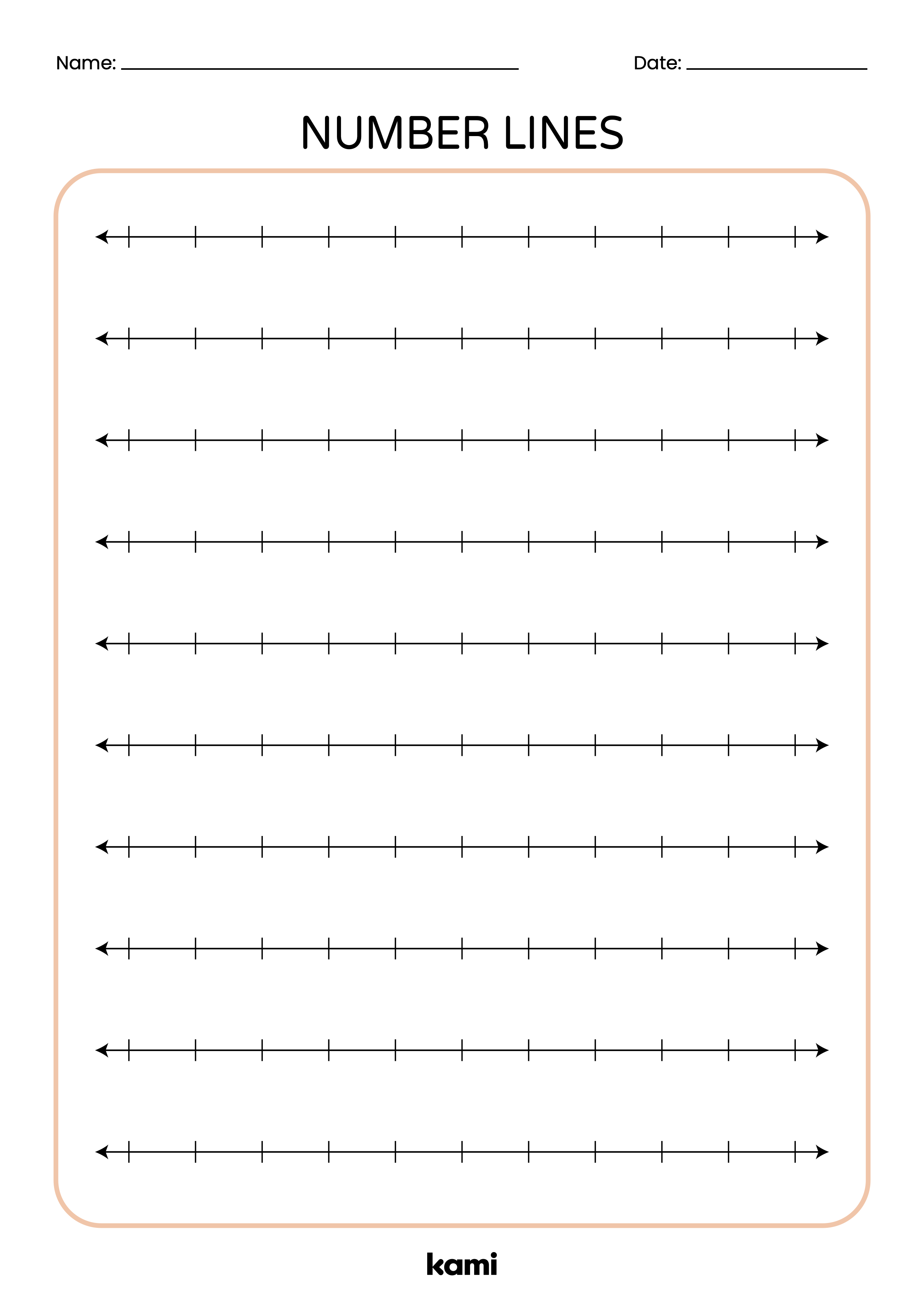 Number Lines Chart Blank for Teachers Perfect for grades 1st, 2nd