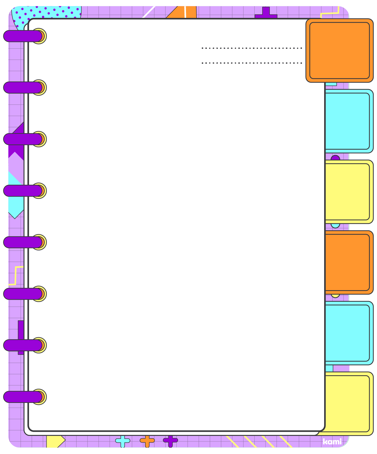 A digital notebook for students with a shapes blank design.