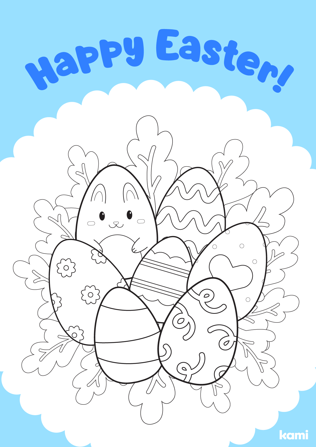 A easter egg coloring pages for Pre-K with a blue theme