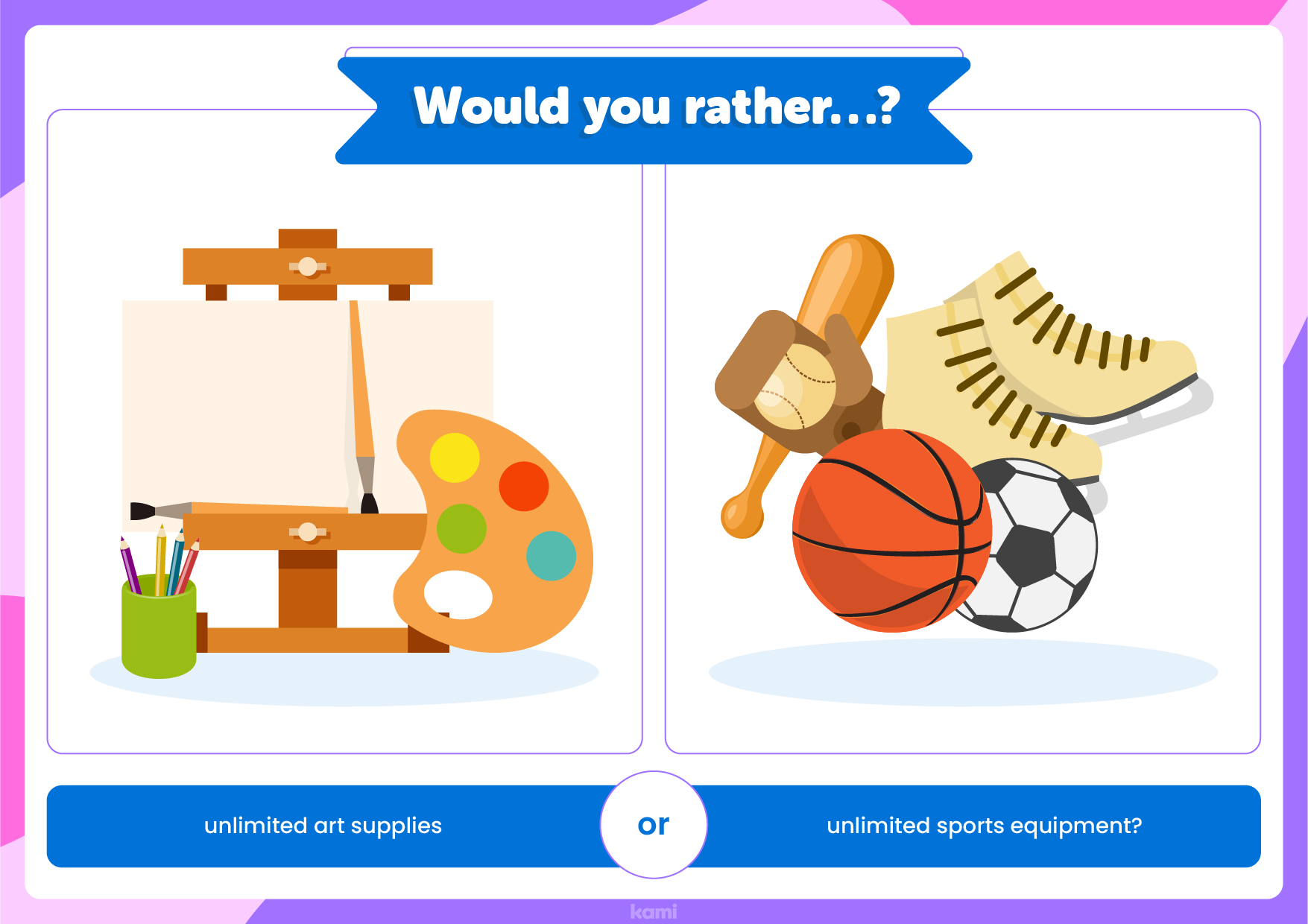 A would you rather game for back to school with a fun design.