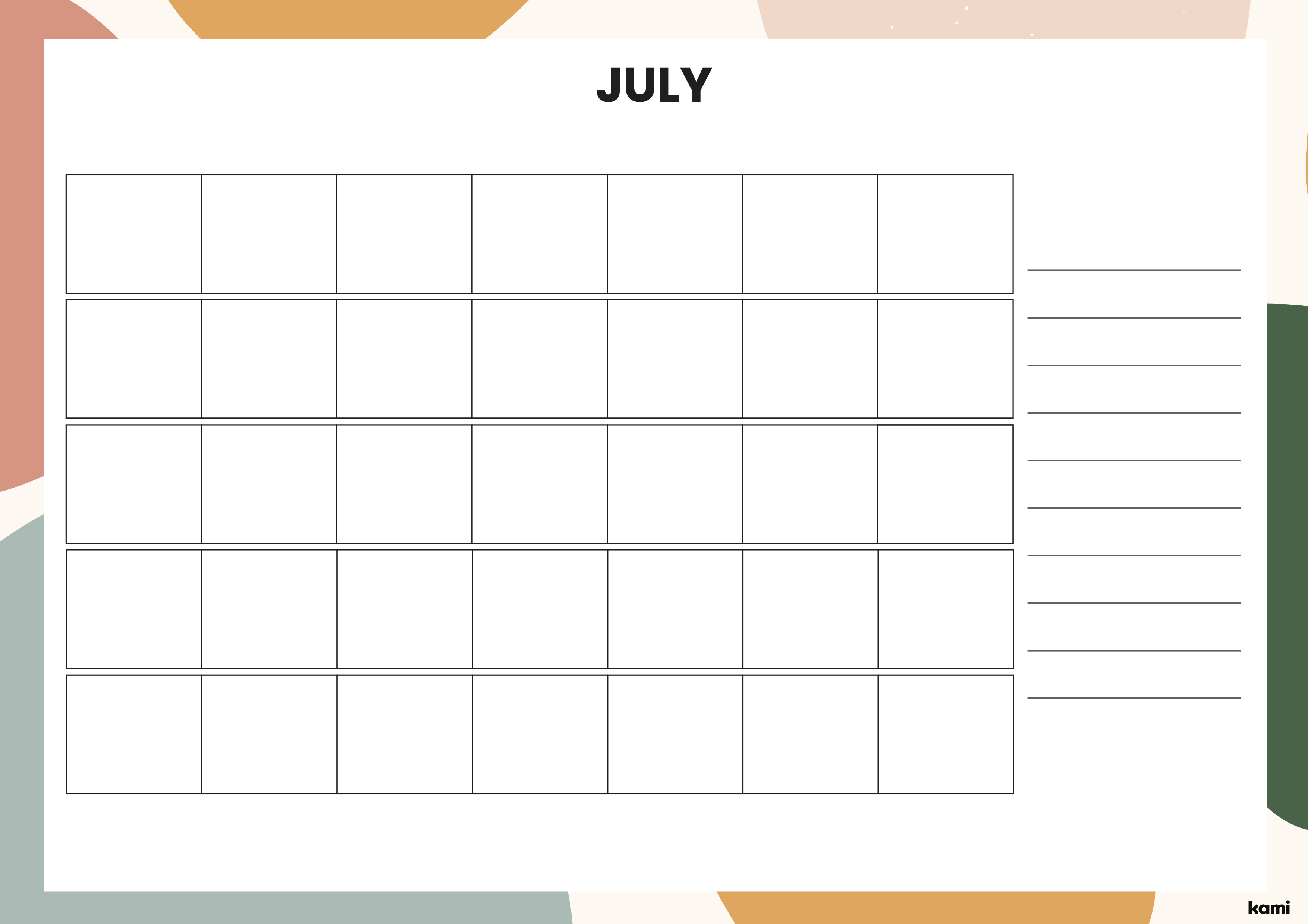 A classroom calendar for teachers with a colored theme