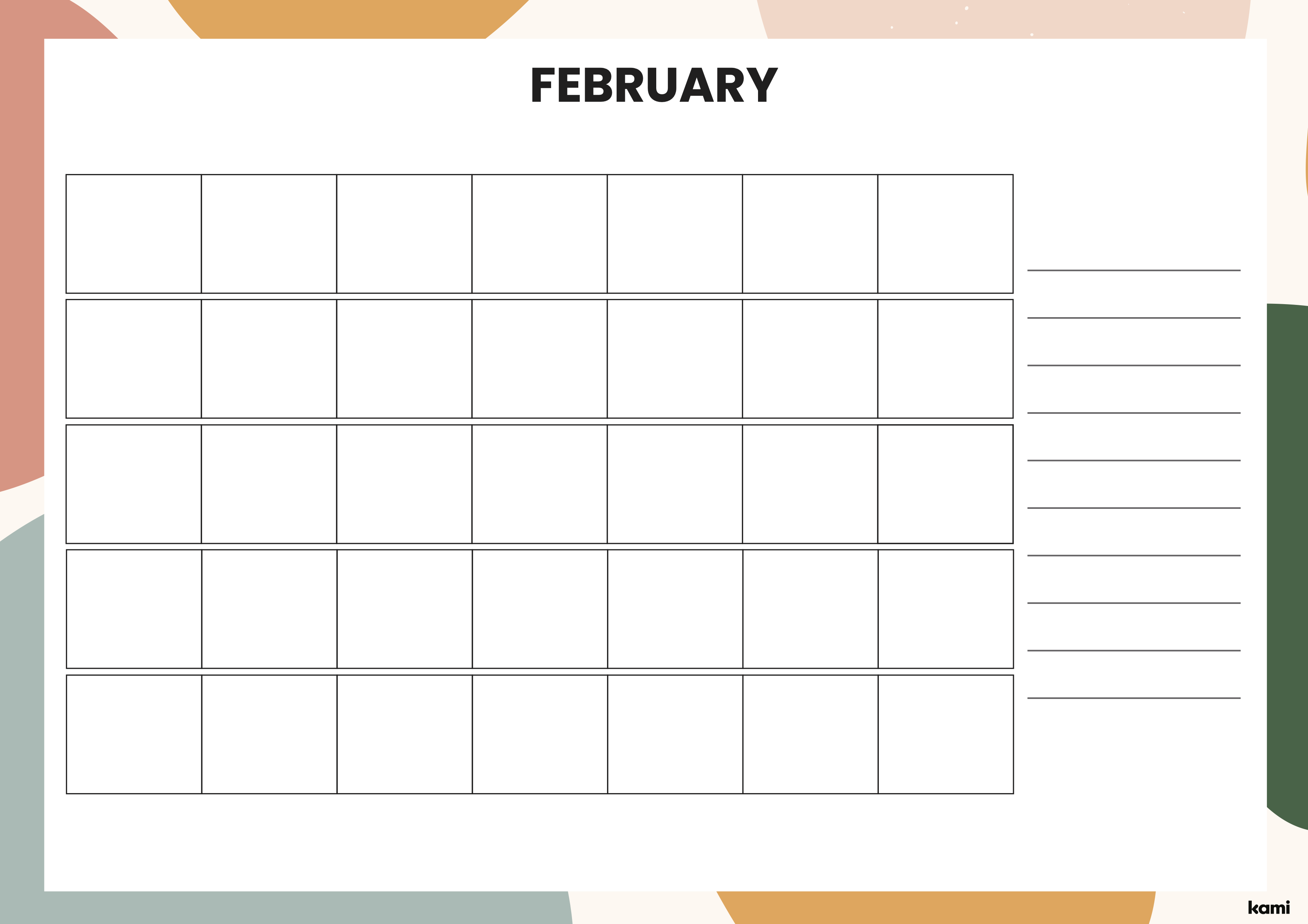 A classroom calendar for teachers with a colored theme