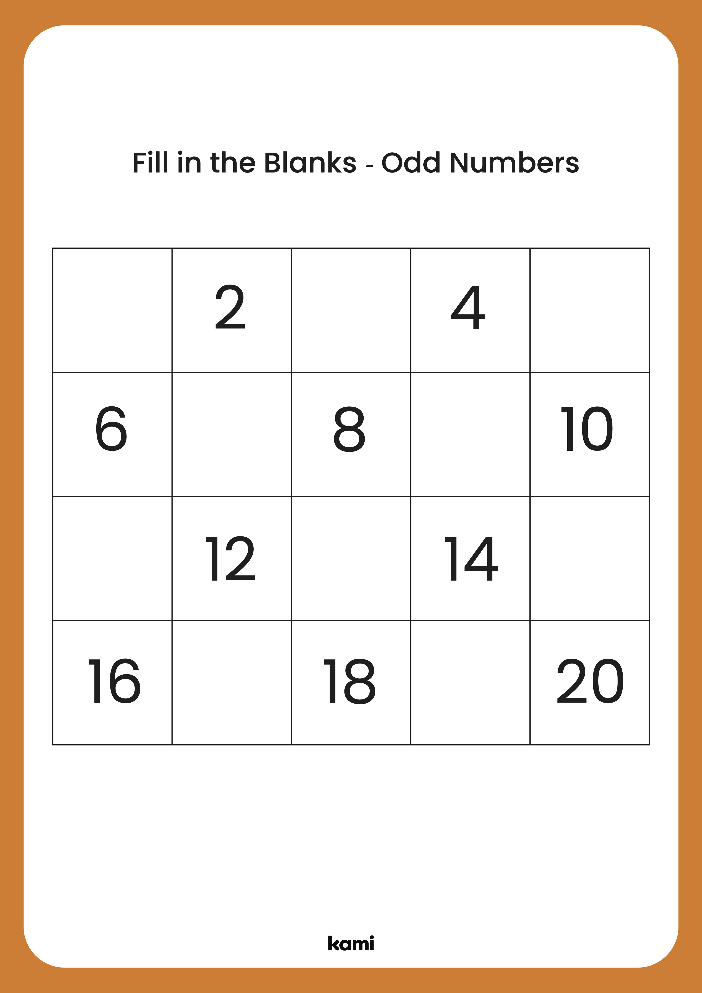 Worksheet Fill In The Blanks Even Odd Numbers Chart