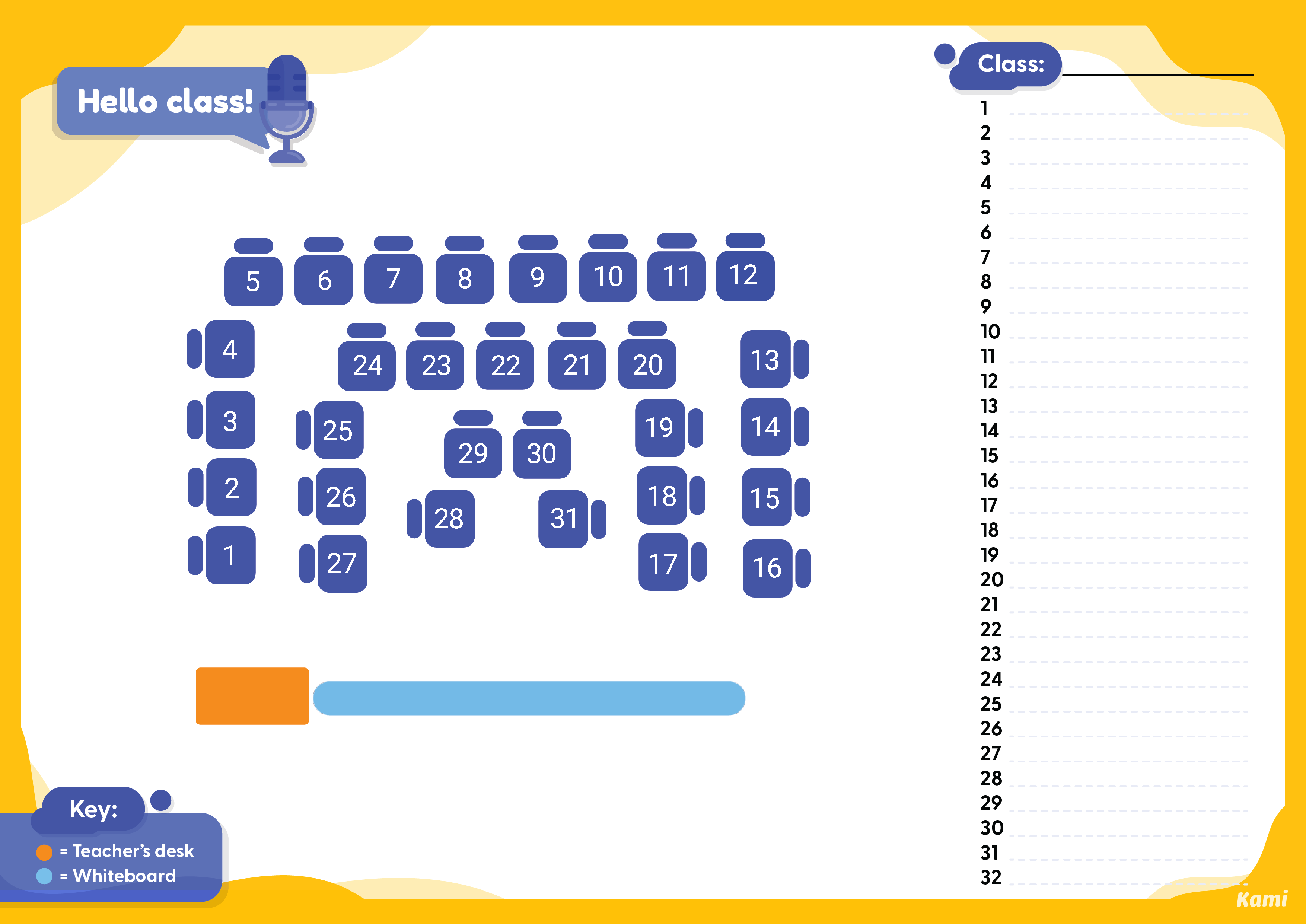 Seating Chart Horse Shoe for Teachers Perfect for grades 10th, 11th