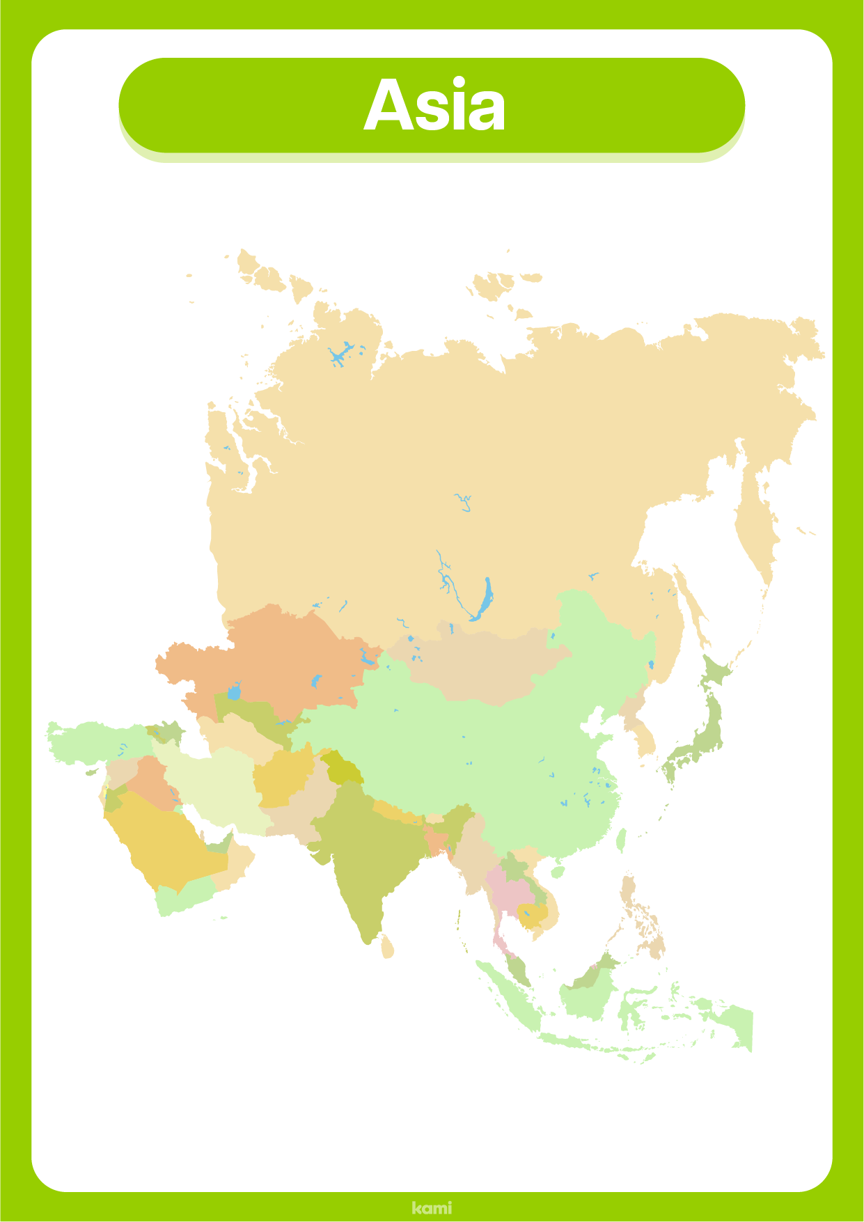 blank asia continent map