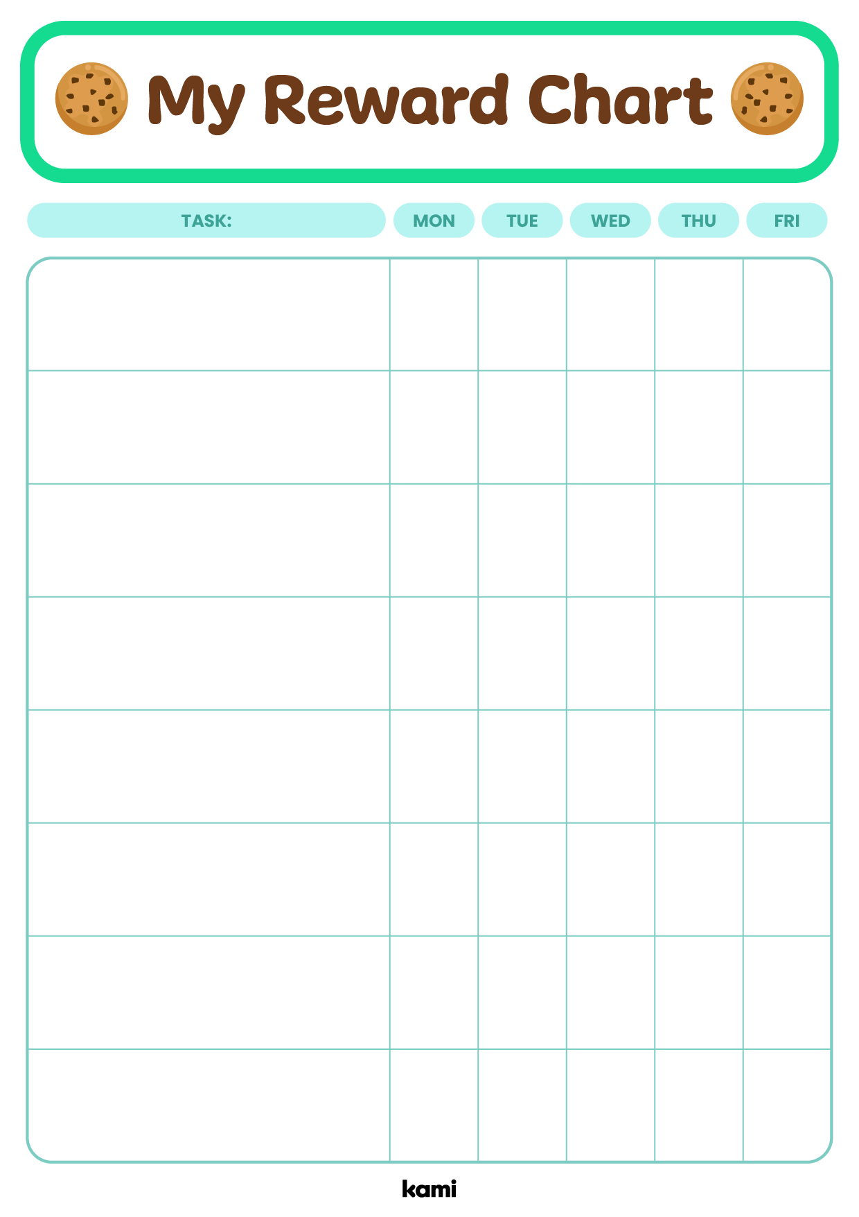 A reward chart for back to school with a cookie jar design.