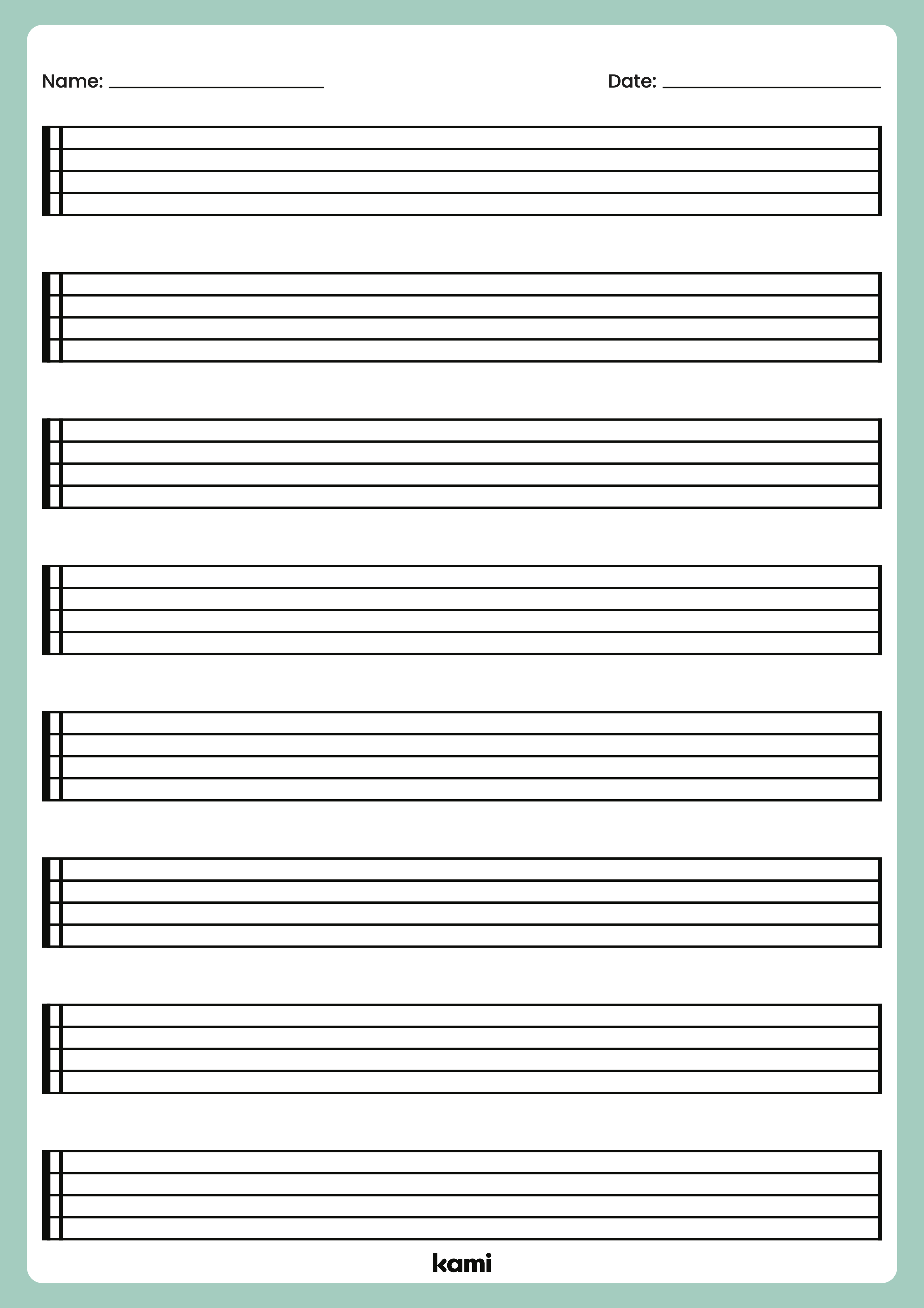 Music Notes Template Blank For Teachers Perfect For Grades 10th 