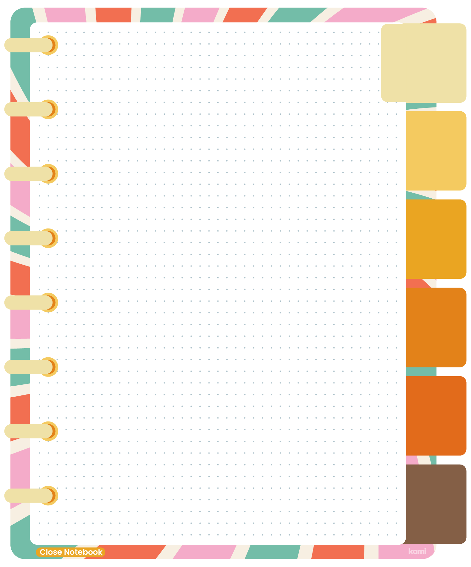 A digital notebook for students with a linked tabs design.