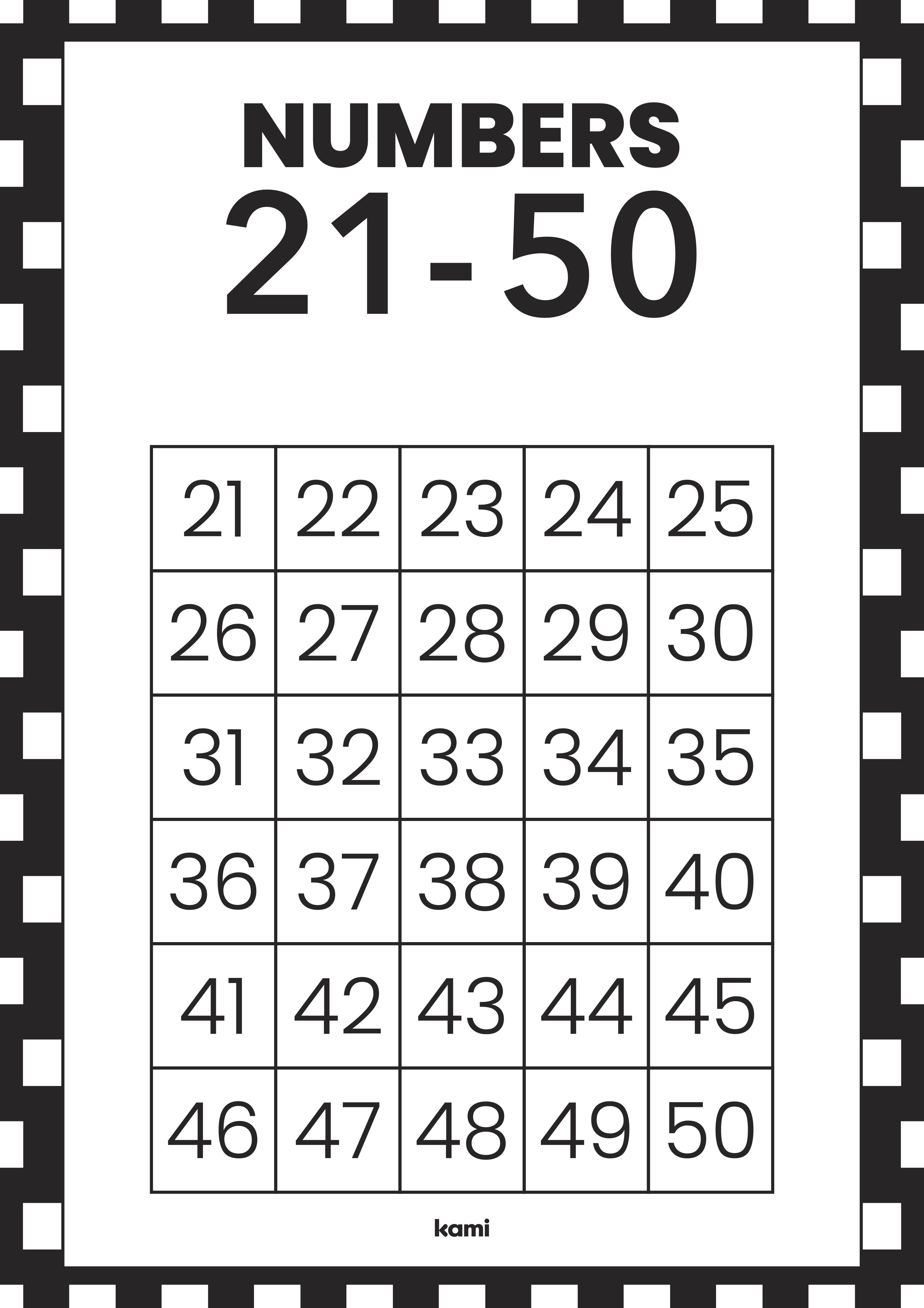 Number Chart 21 50 For Teachers Perfect For Grades 1st 2nd 3rd 4th K Pre K Math