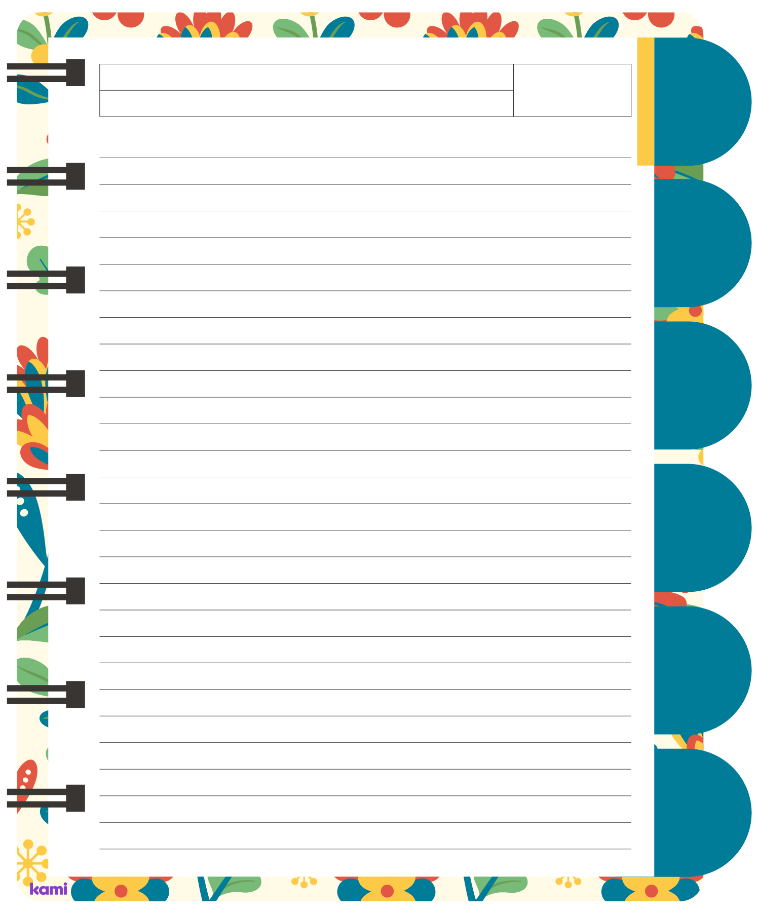 A digital notebook for students with a pattern lined design.