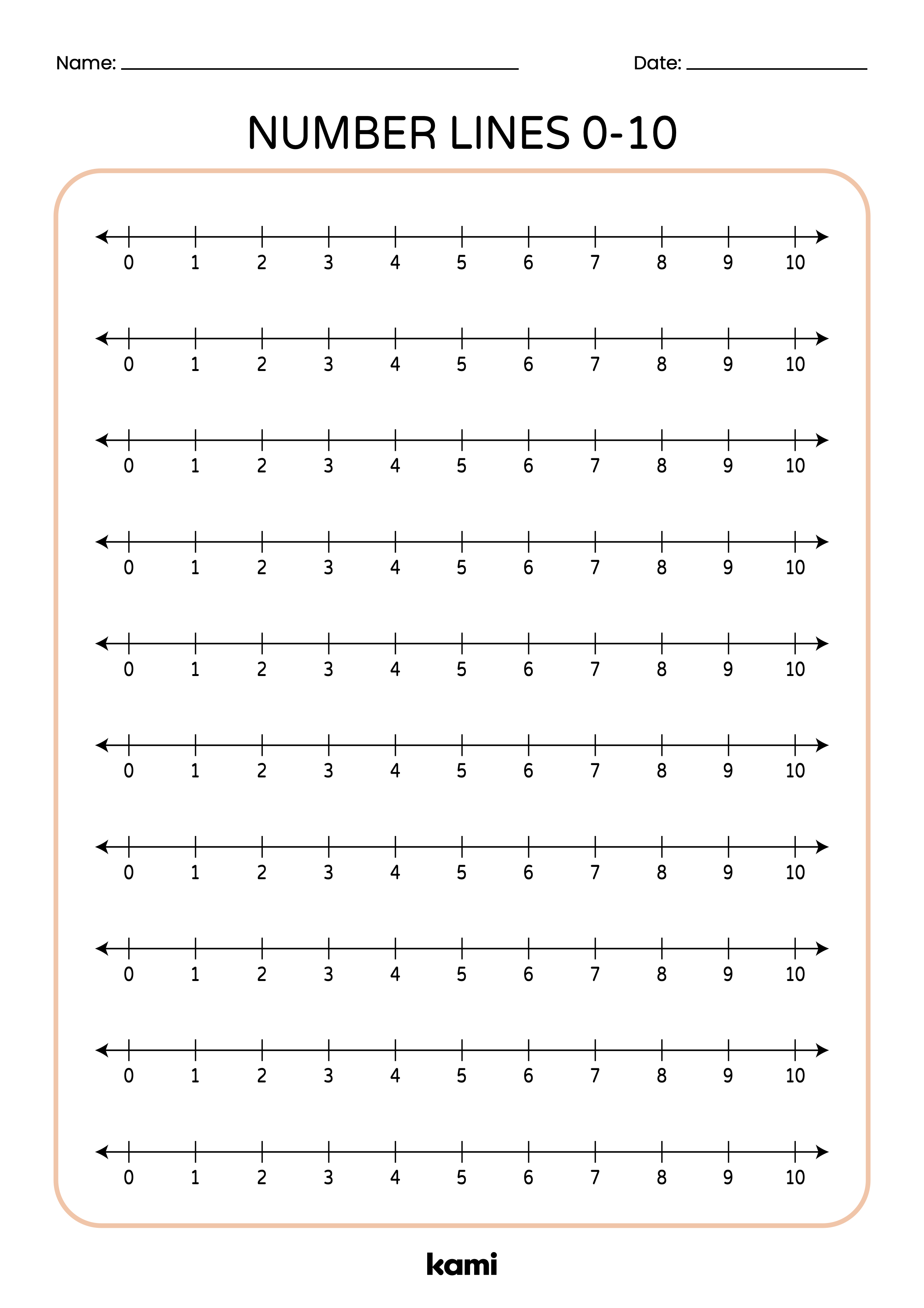 Number Lines Chart 010 for Teachers Perfect for grades 1st, 2nd