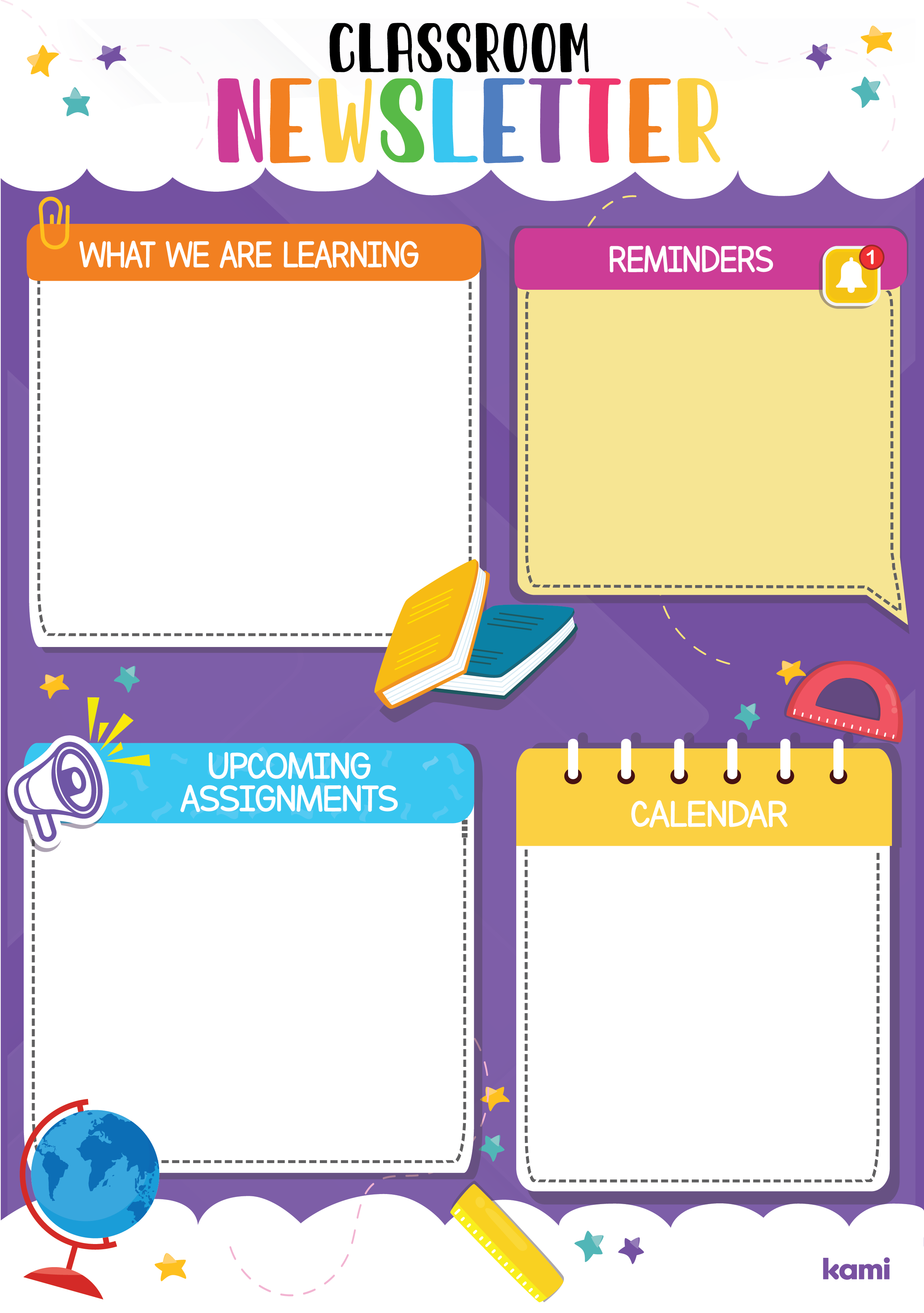 Classroom Newsletter Template Colorful For Teachers Perfect For