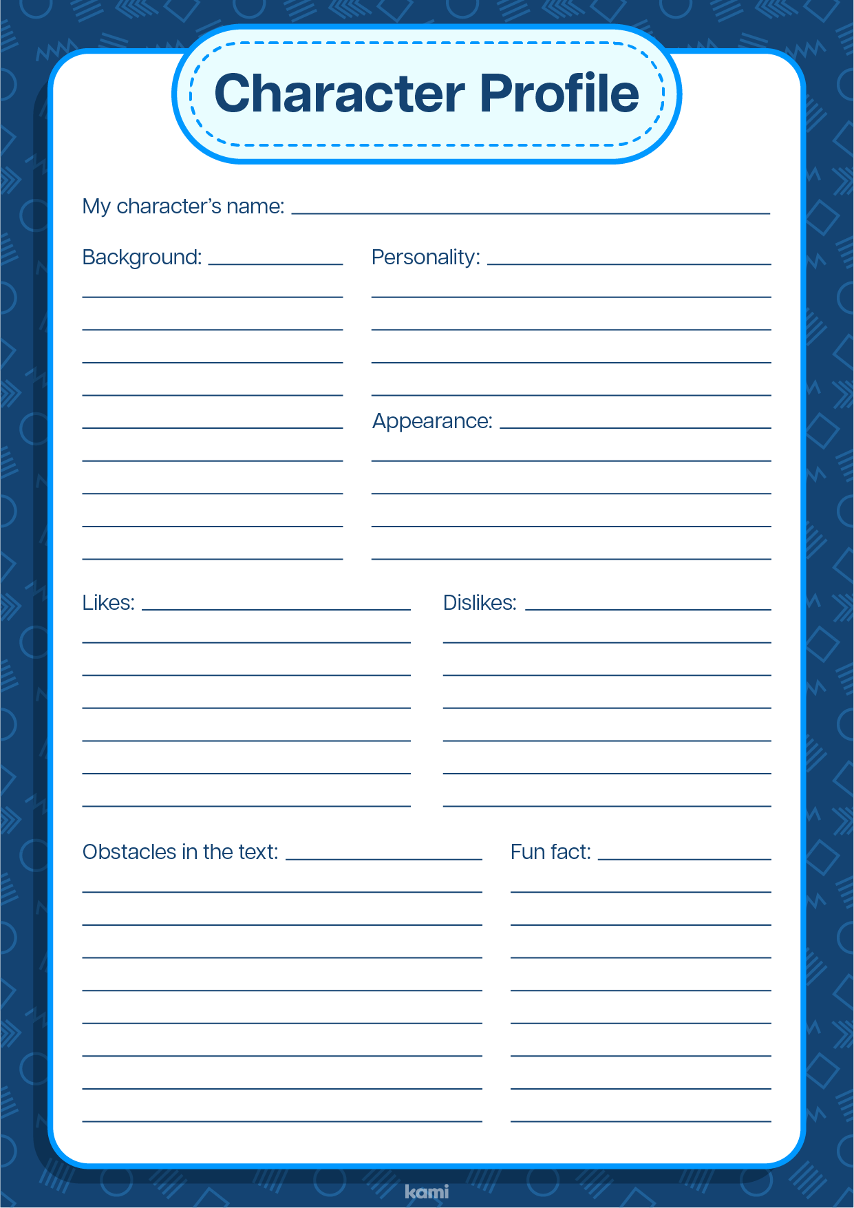 Character Profile | Dark Blue for Teachers | Perfect for grades 6th ...