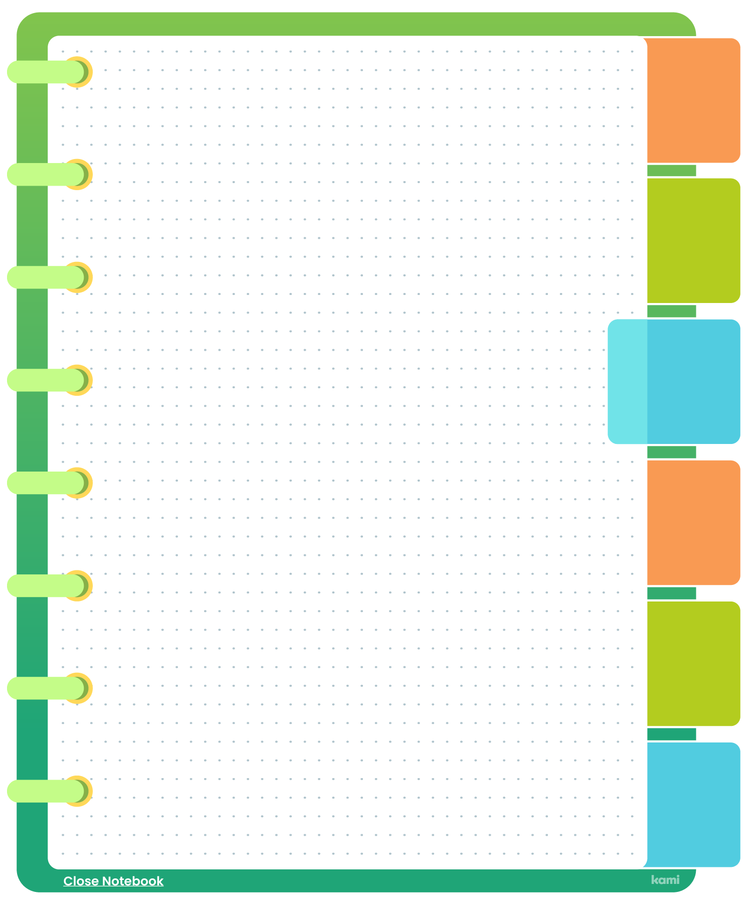 A digital notebook for students with a linked tabs design.