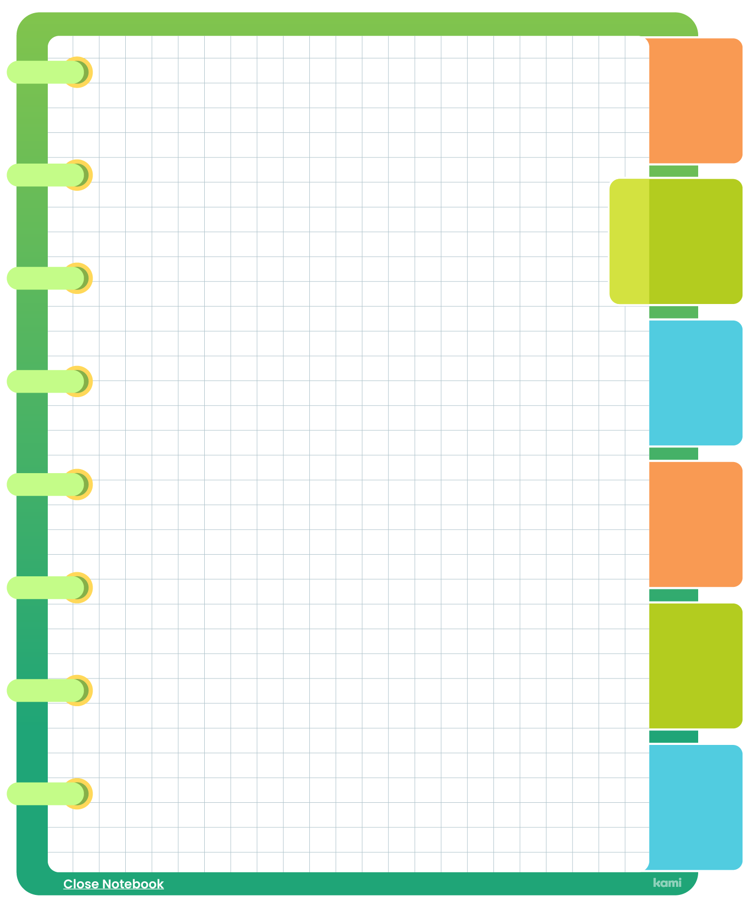 A digital notebook for students with a linked tabs design.