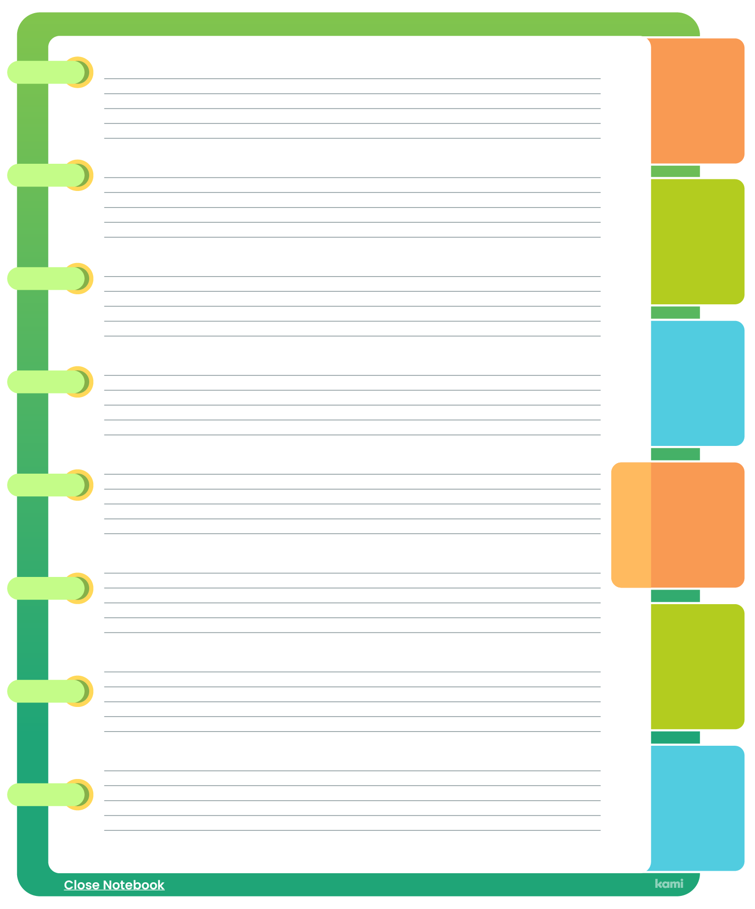 A digital notebook for students with a linked tabs design.