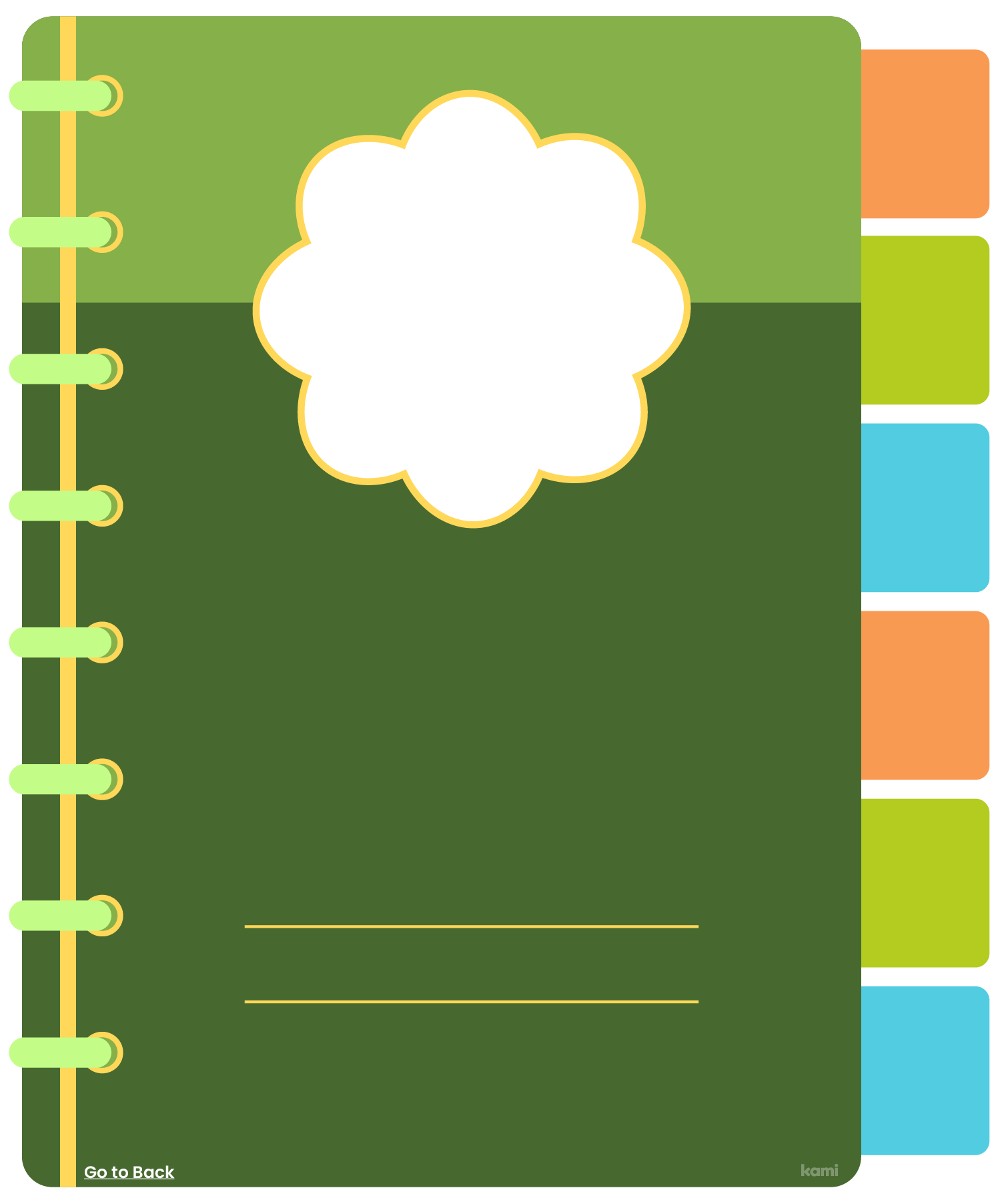 A digital notebook for students with a linked tabs design.