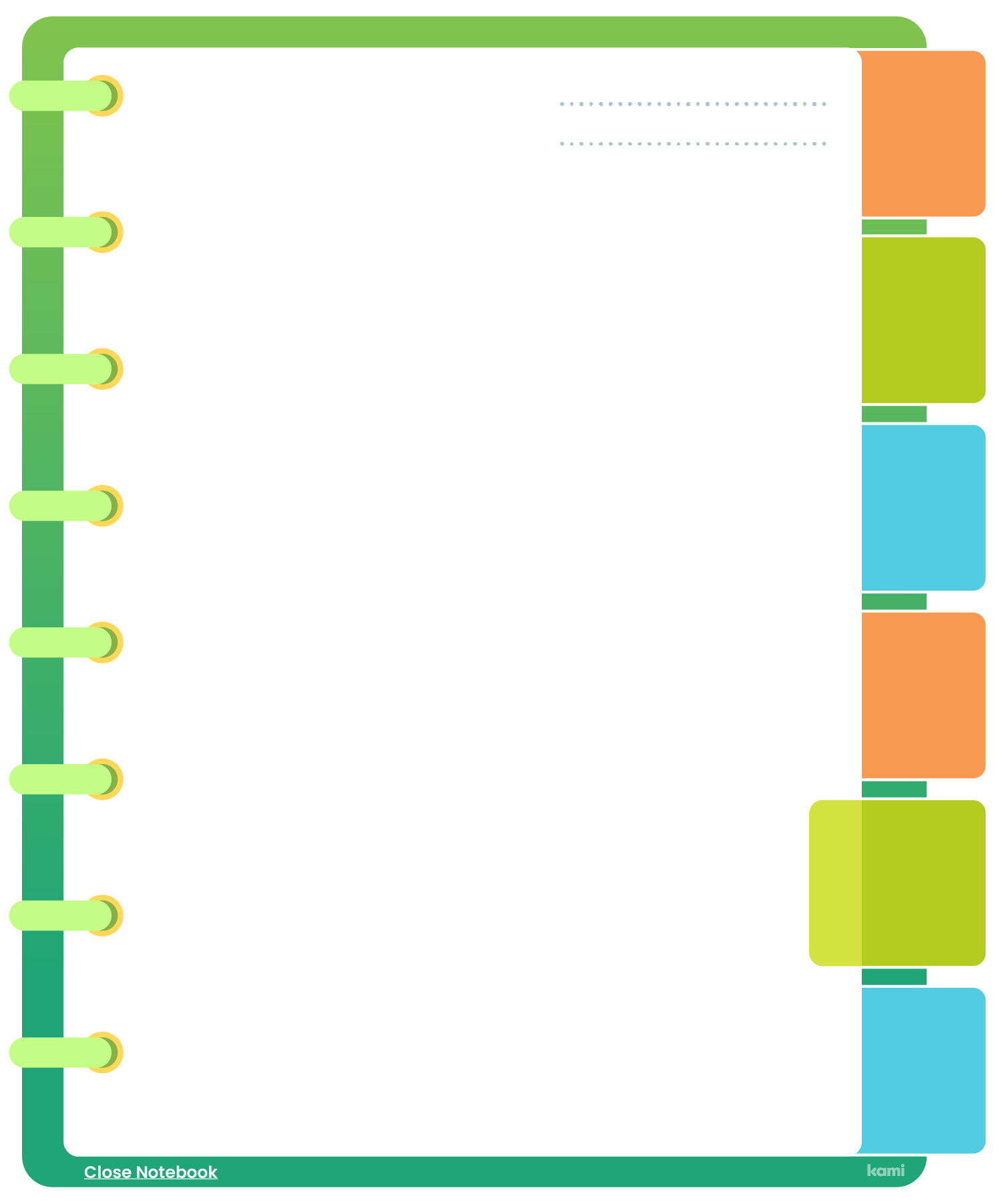 A digital notebook for students with a linked tabs design.