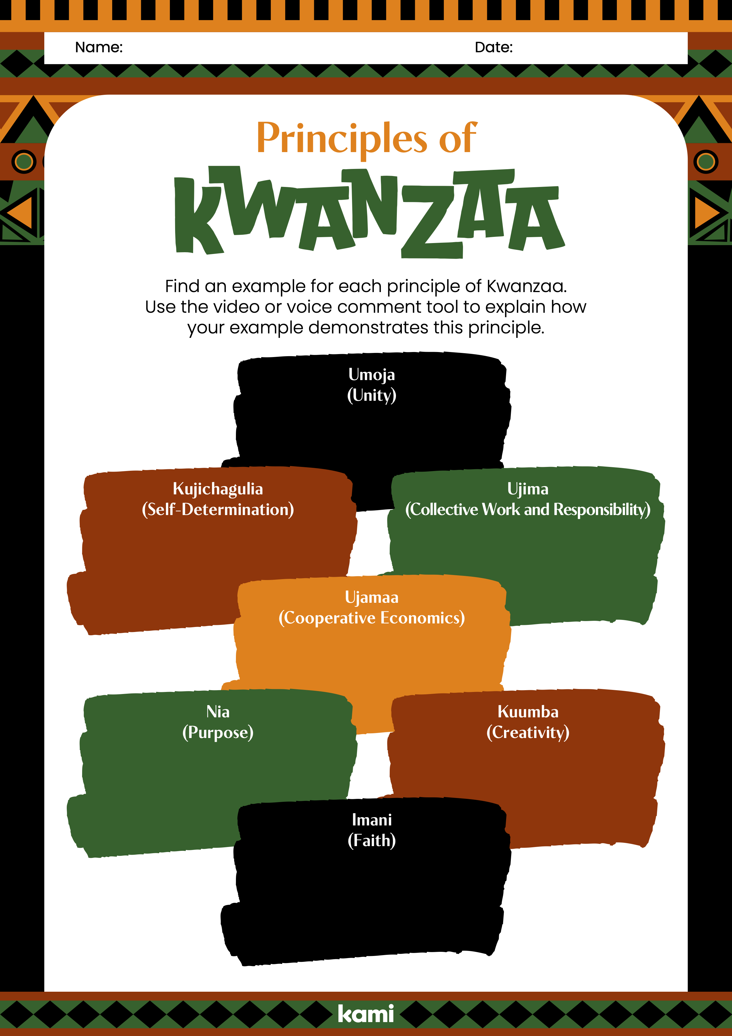 Principles Of Kwanzaa For Teachers Perfect For Grades 10th 11th 12th 6th 7th 8th 9th 6358