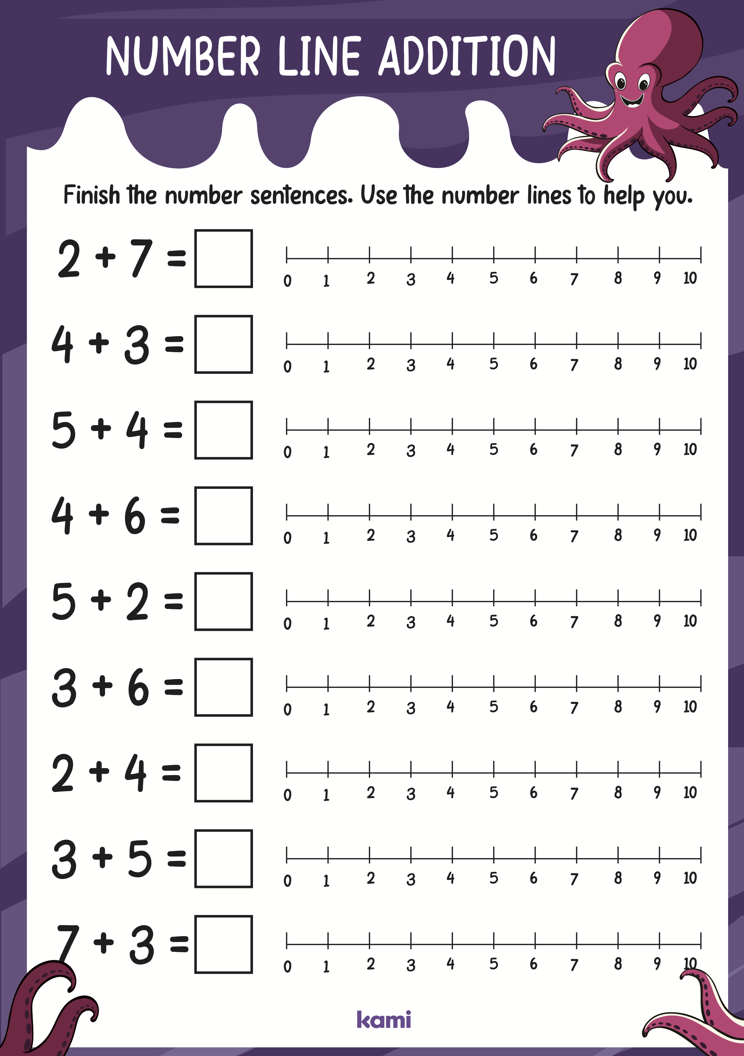 Number Line Additions 0 10 For Teachers Perfect For Grades 1st 2nd 