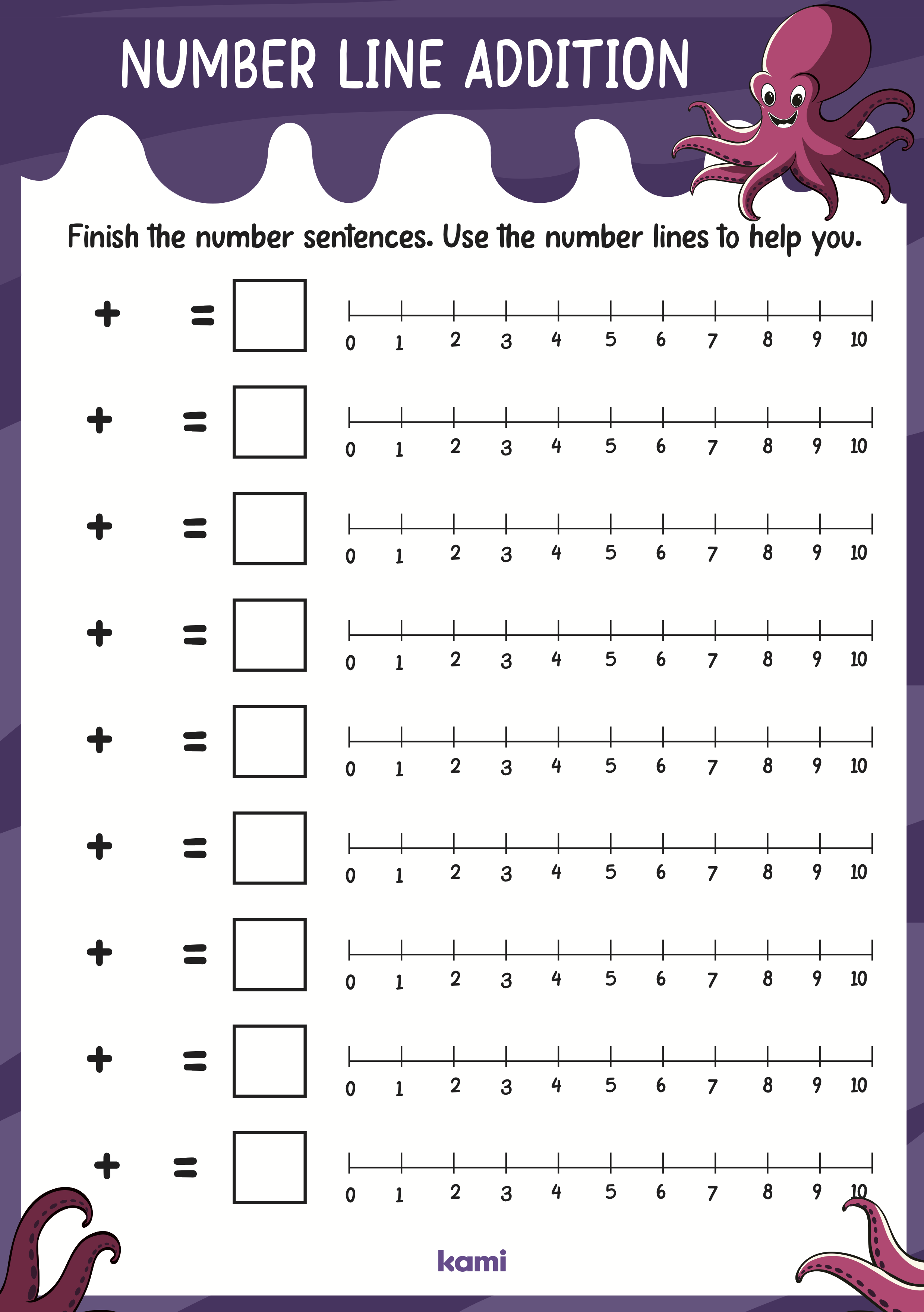 Addition On A Number Line 1st Grade