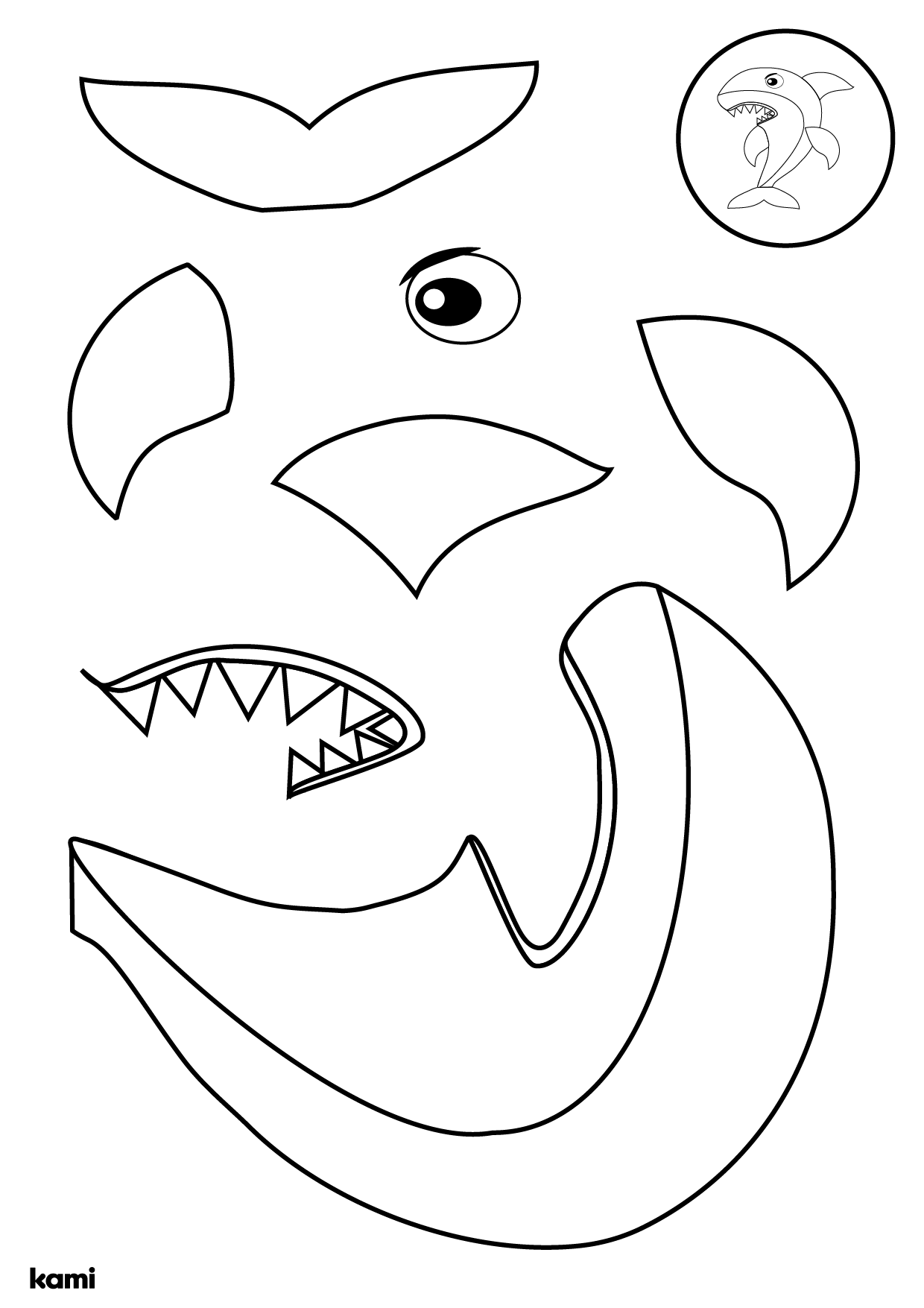 Shark Cutout Template Kami Library