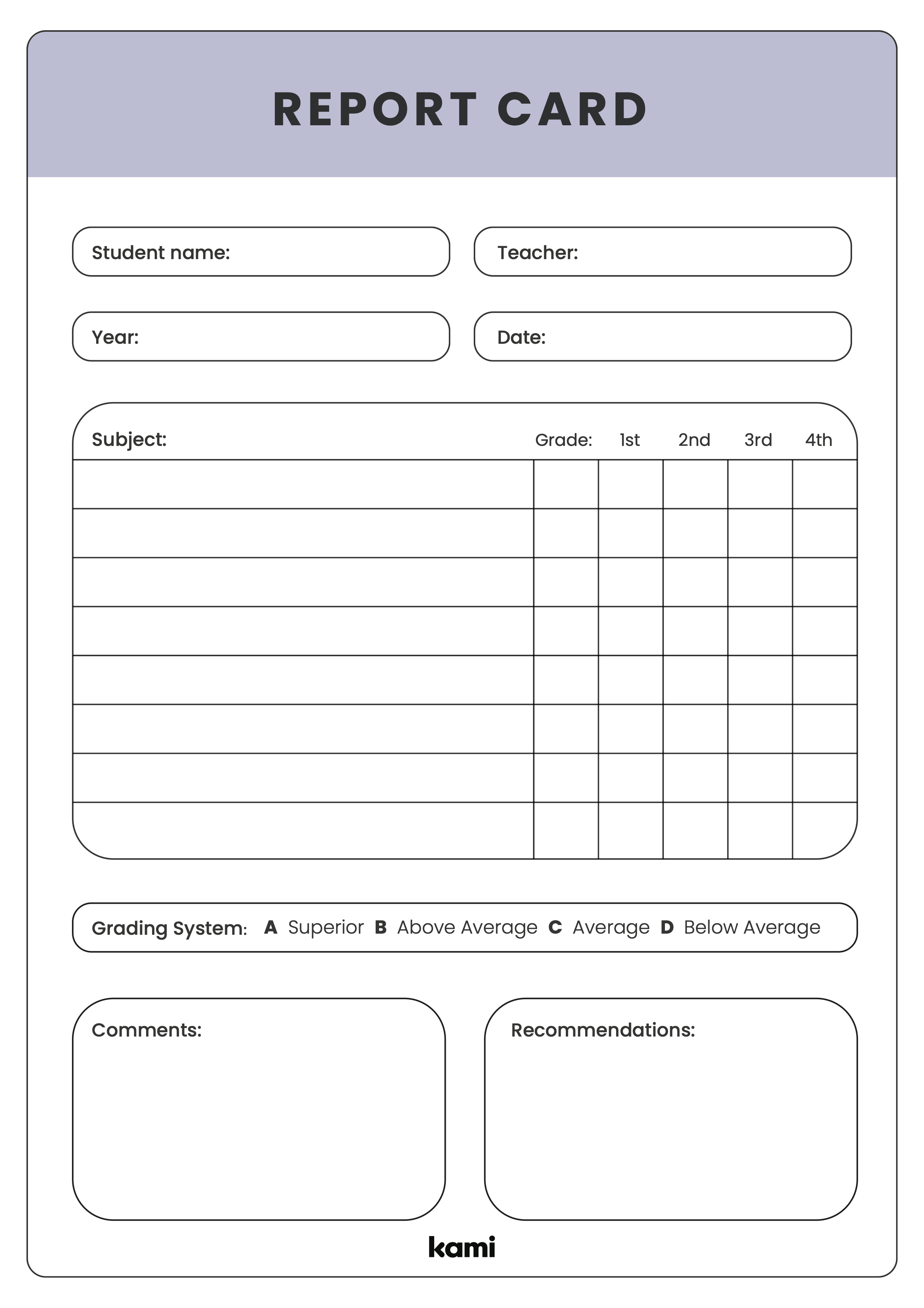 grading chart template