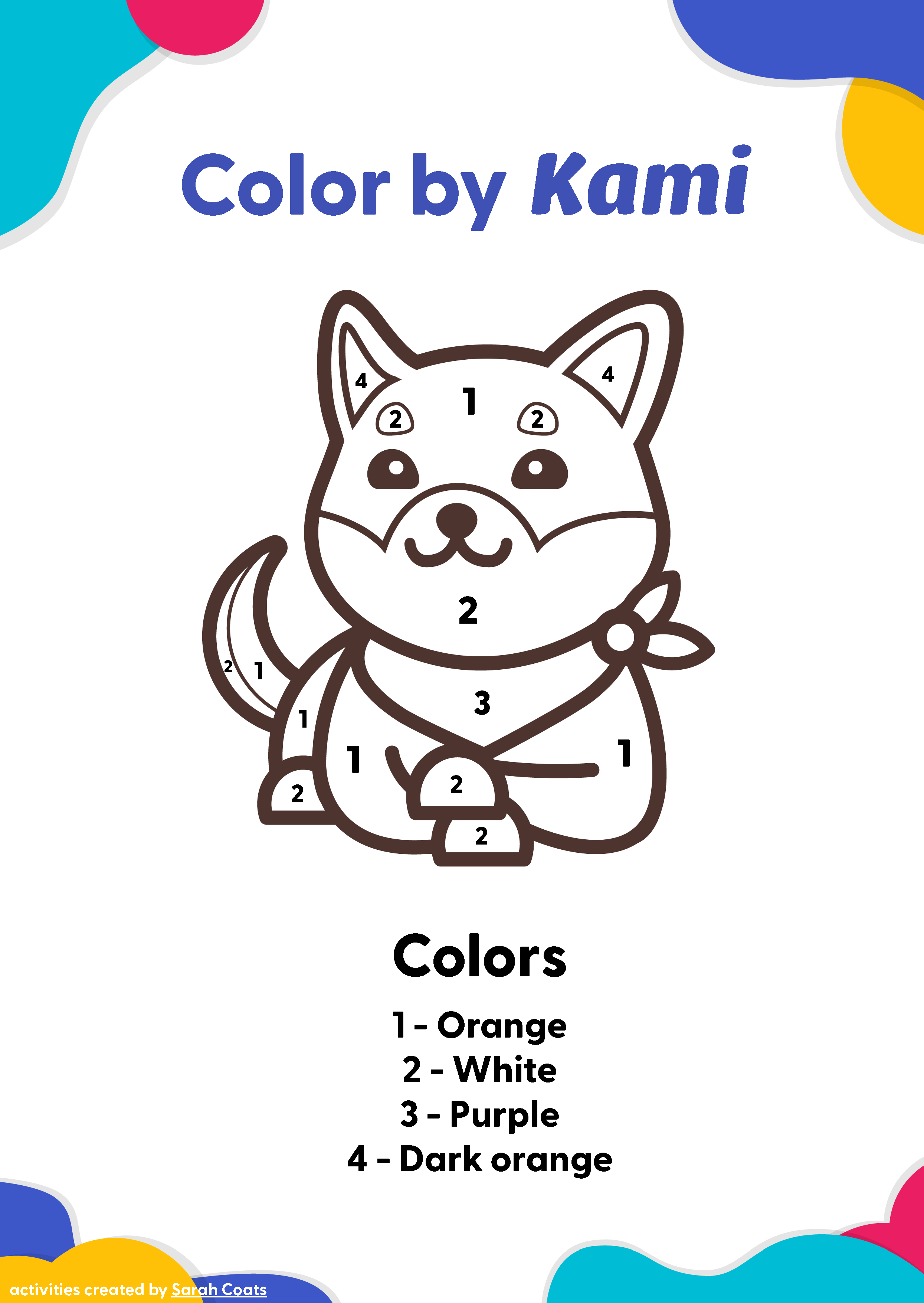 A coloring in activity for kids with a dog